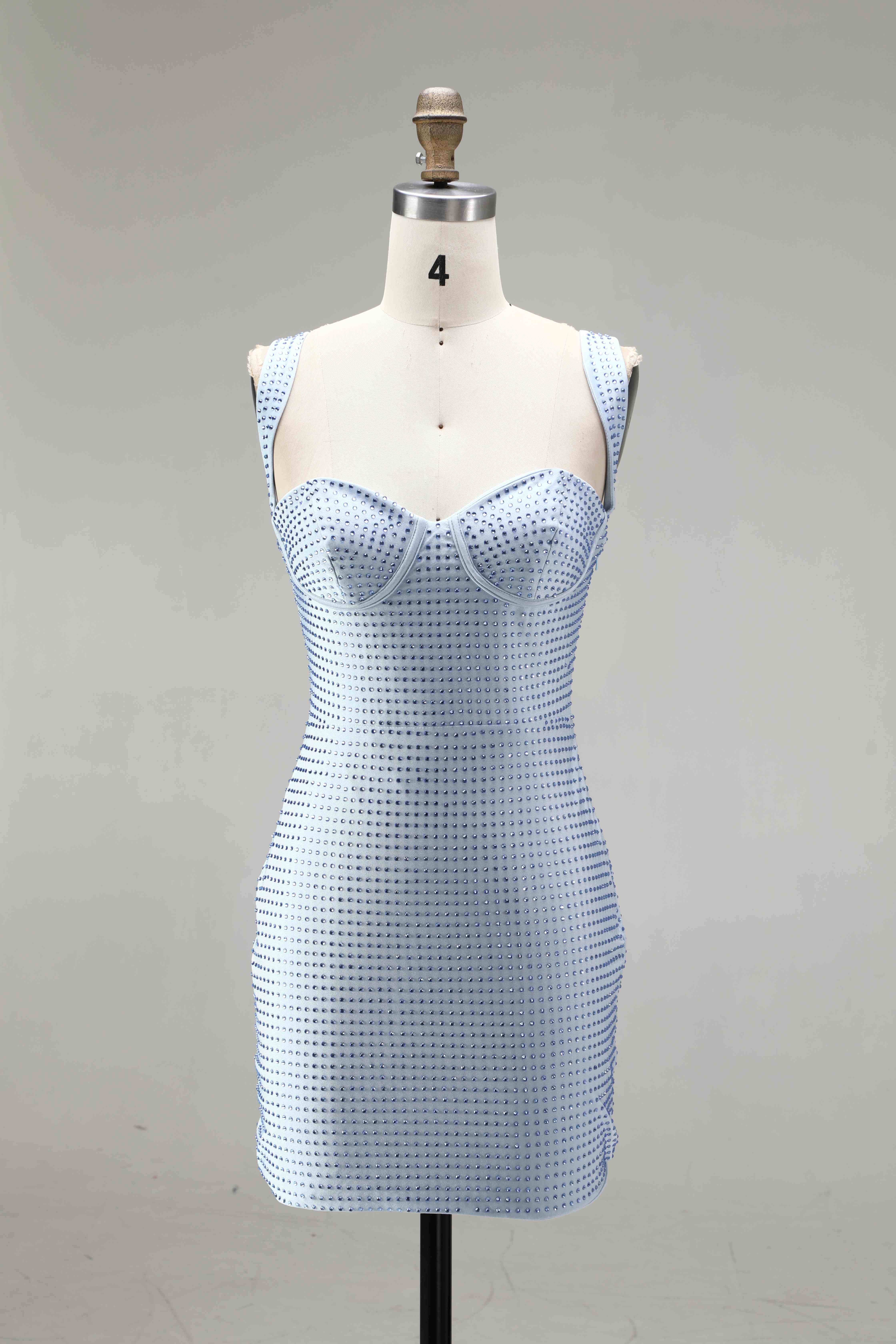 SKU - 608S02LF0033 Blue Thick Straps Short Homecoming Dress