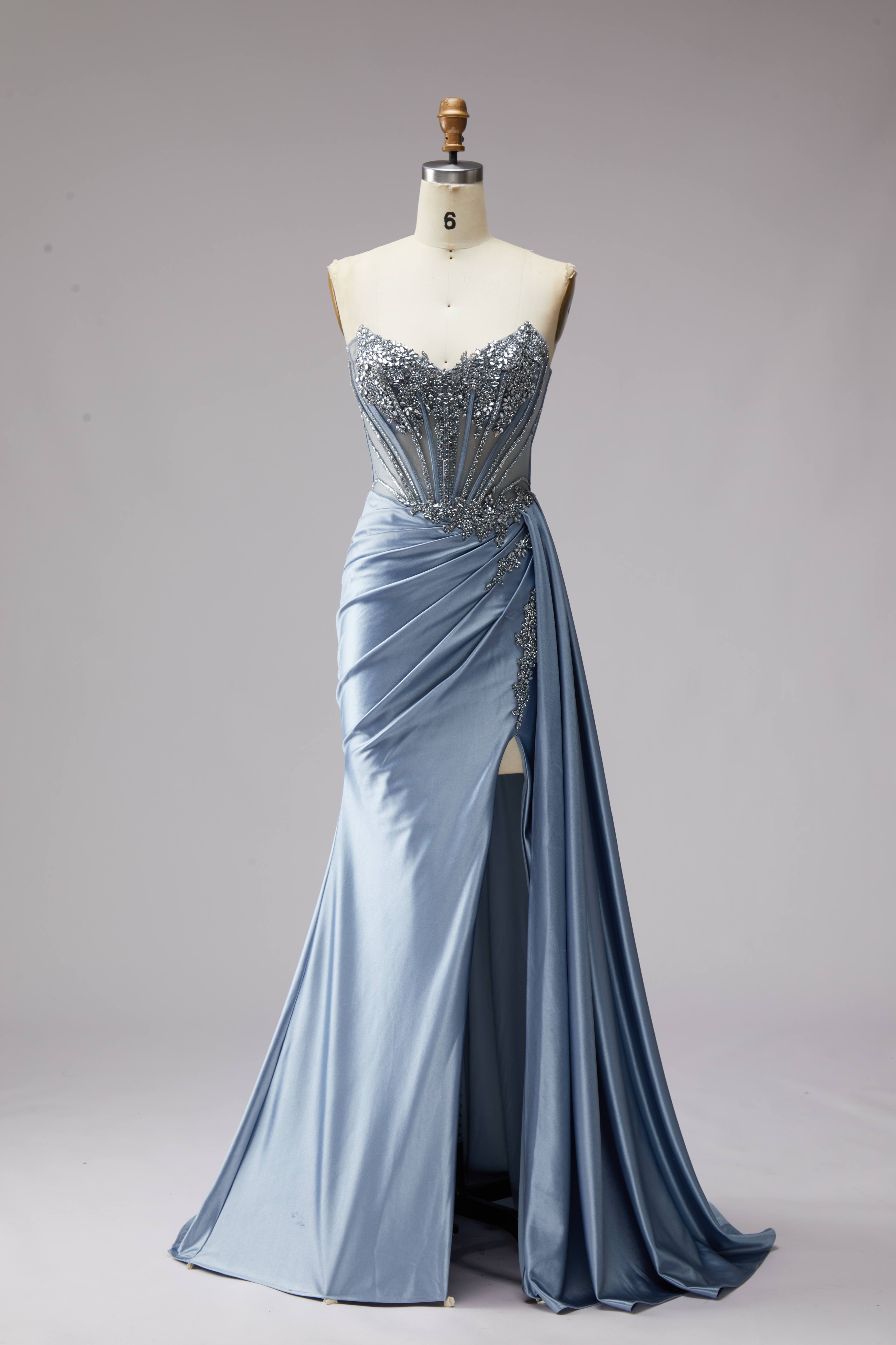 SPU - 608S20LF024 Beaded Corset Slit Evening Collection
