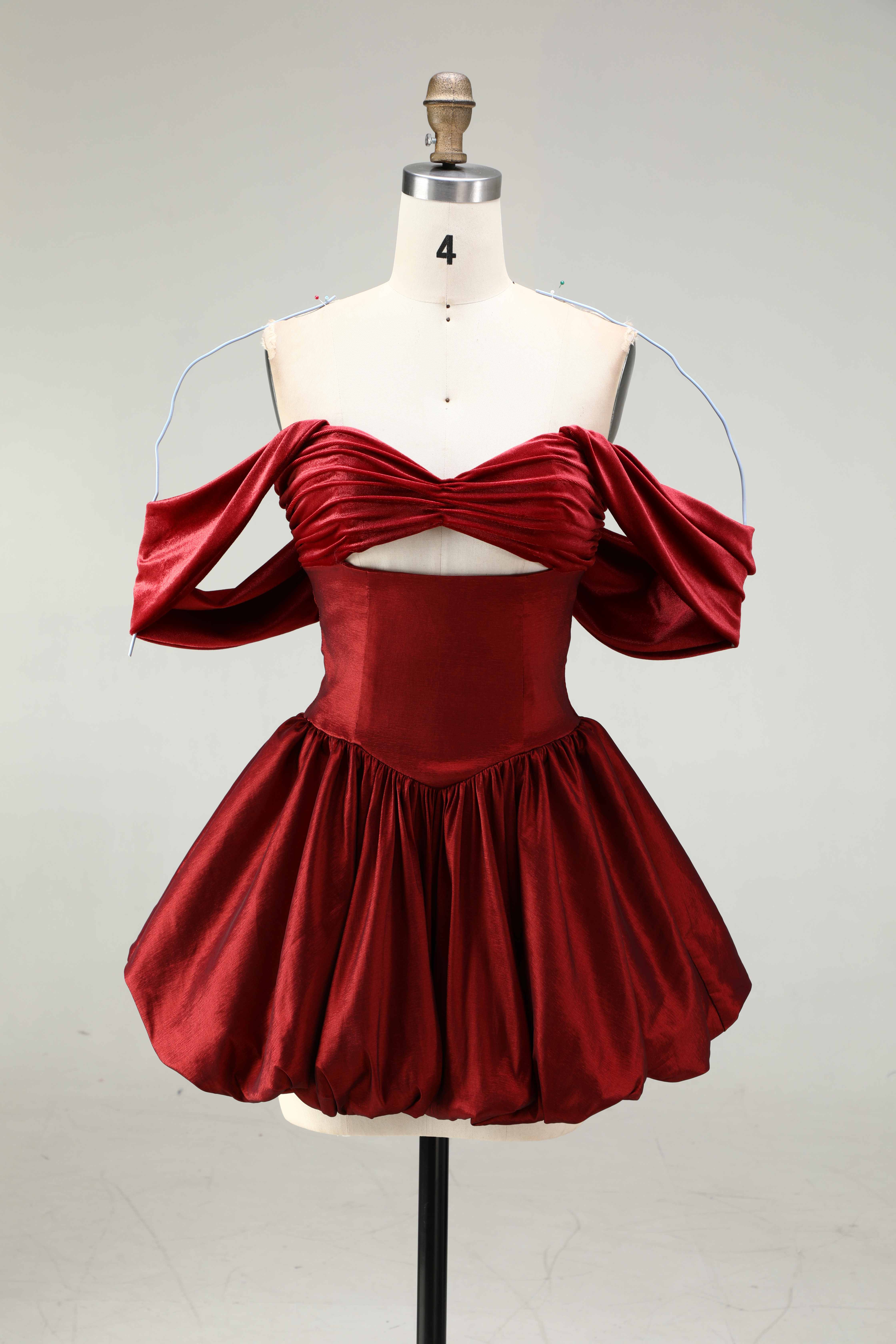 SPU - 608S40LF009 Burgundy Cut Out Bubble Cocktail Dress