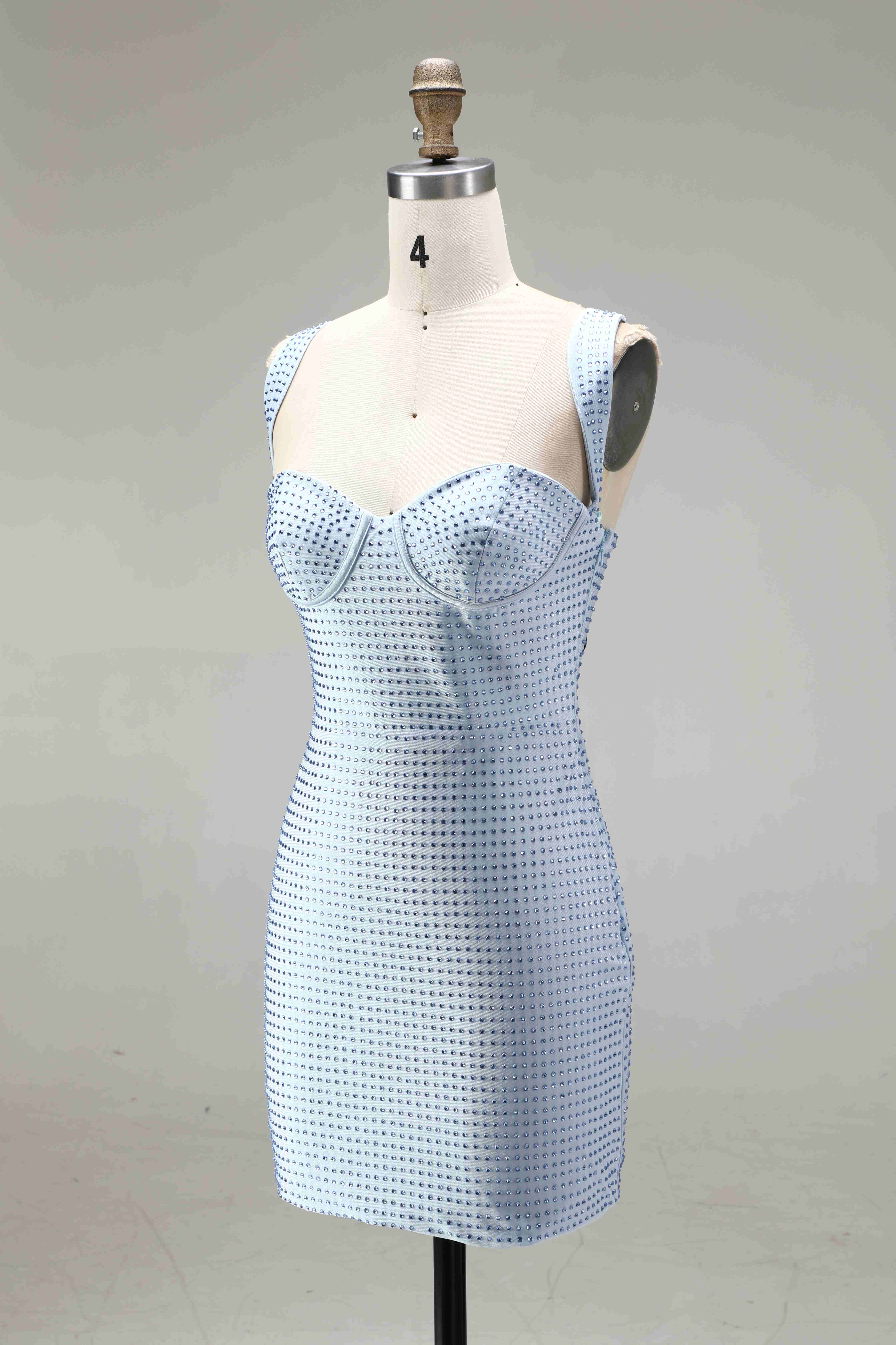 SKU - 608S02LF0033 Blue Thick Straps Short Homecoming Dress