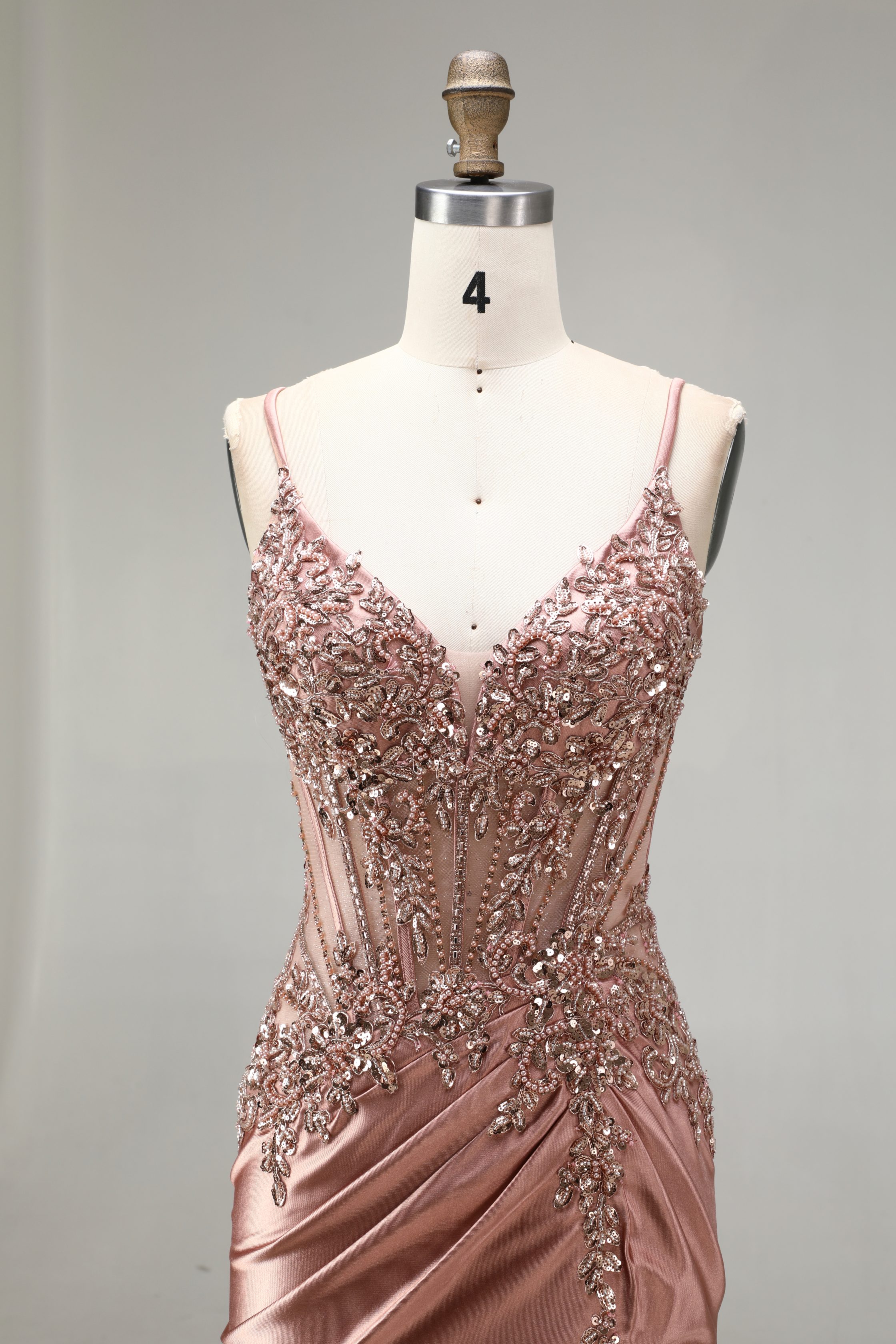 SPU - 608S20LF020 Rose Gold Satin Mermaid Gown