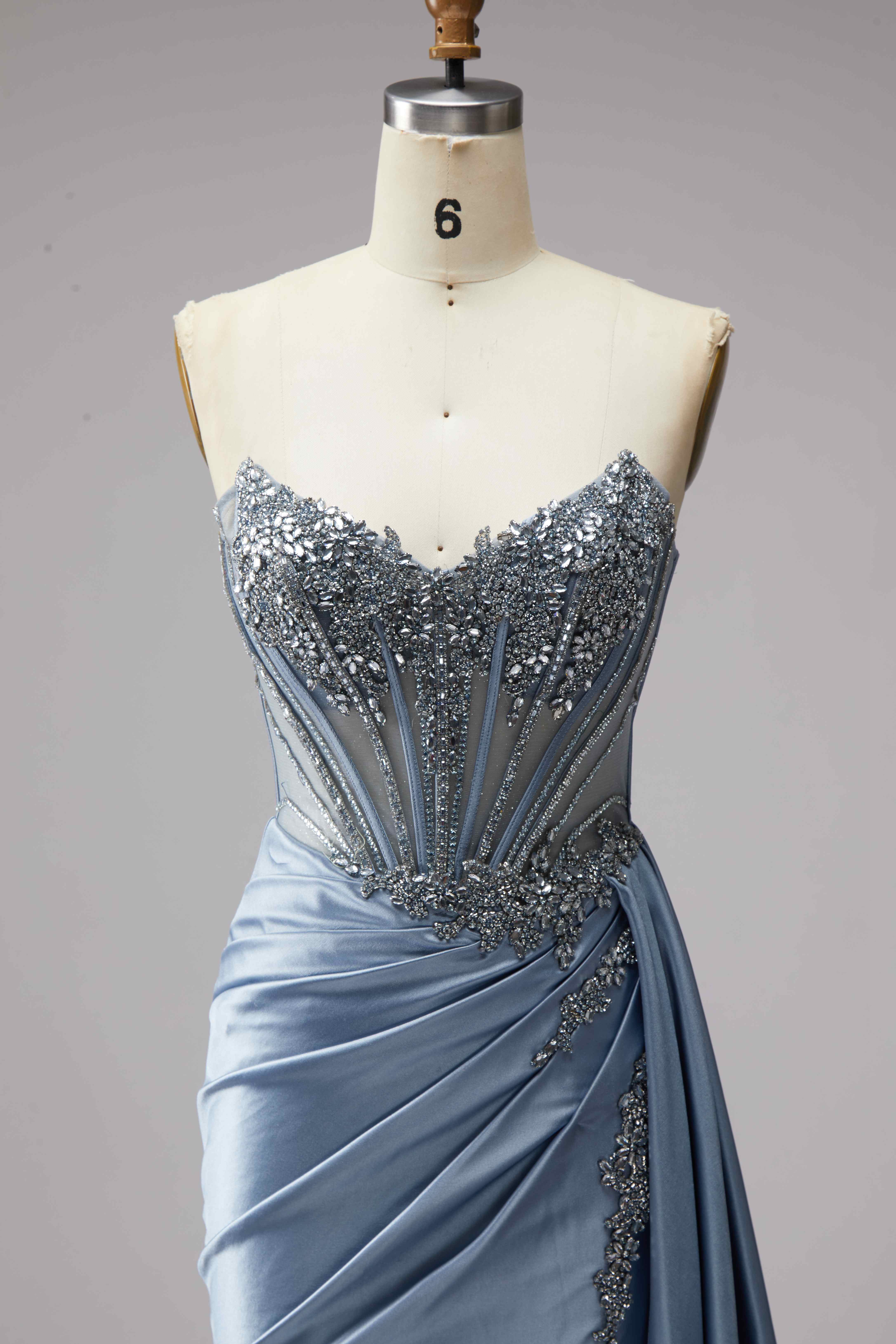 SPU - 608S20LF024 Beaded Corset Slit Evening Collection