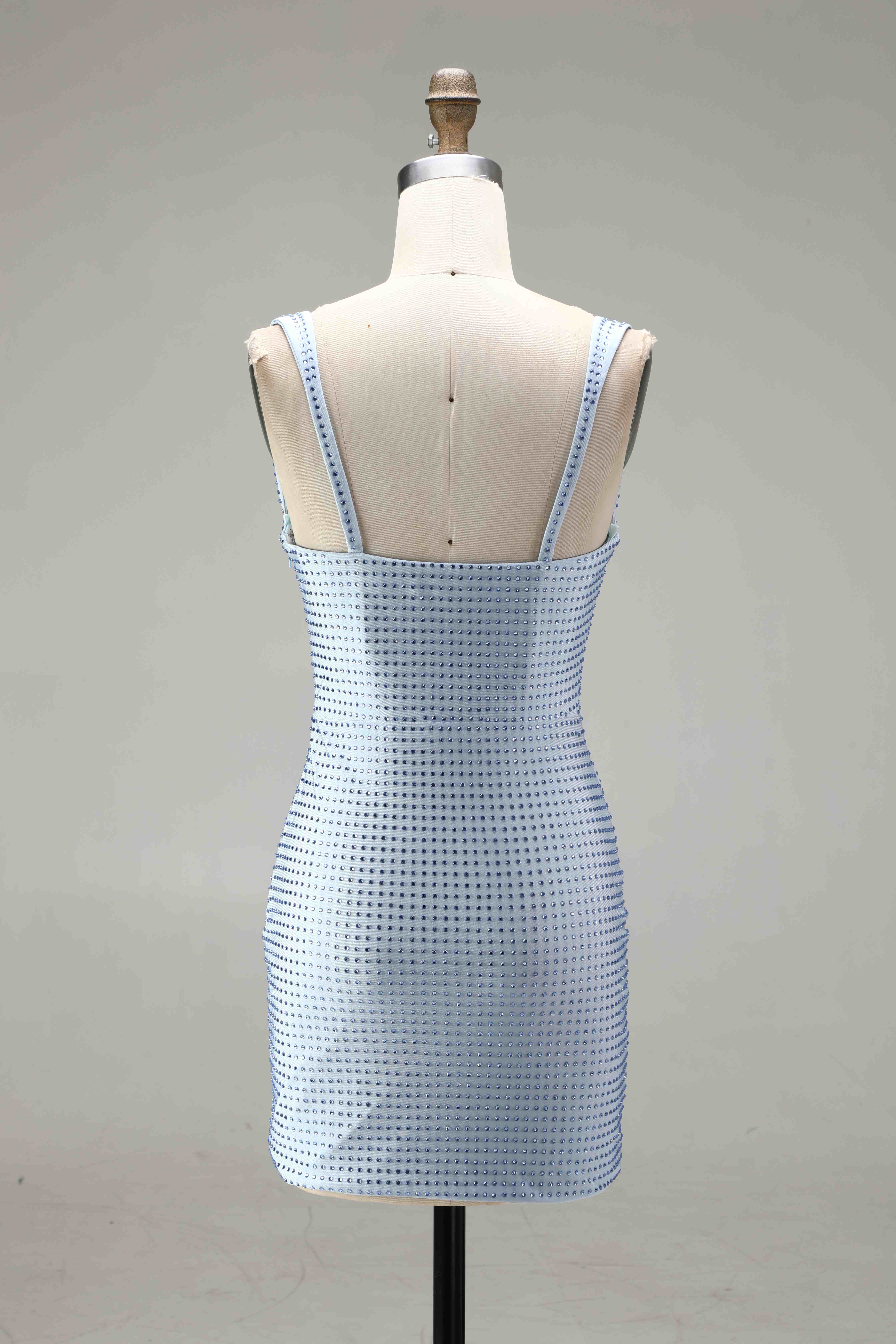 SKU - 608S02LF0033 Blue Thick Straps Short Homecoming Dress