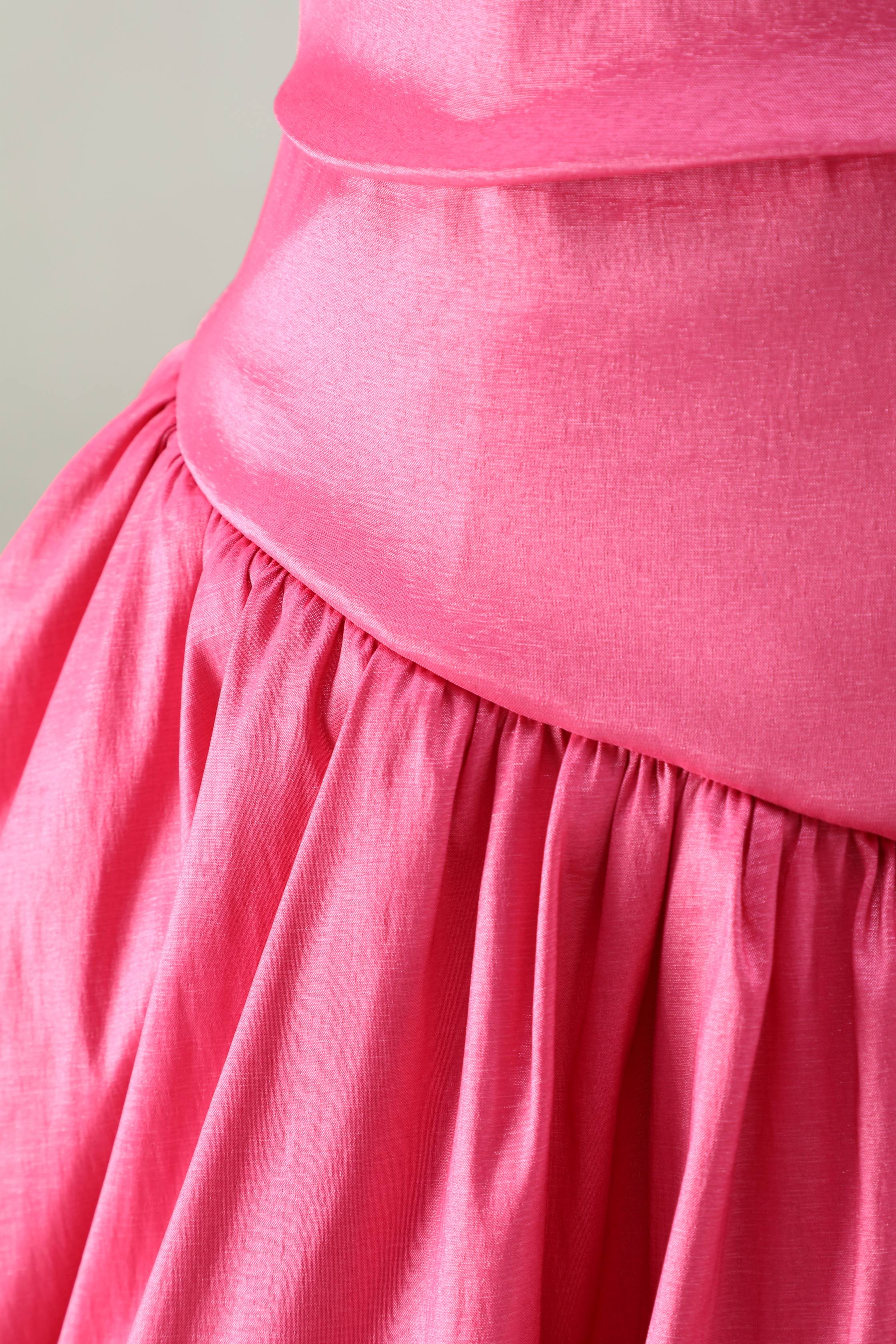 SPU - 608S40LF011 Fuchsia Ruched Waist Puffy Mini Dress