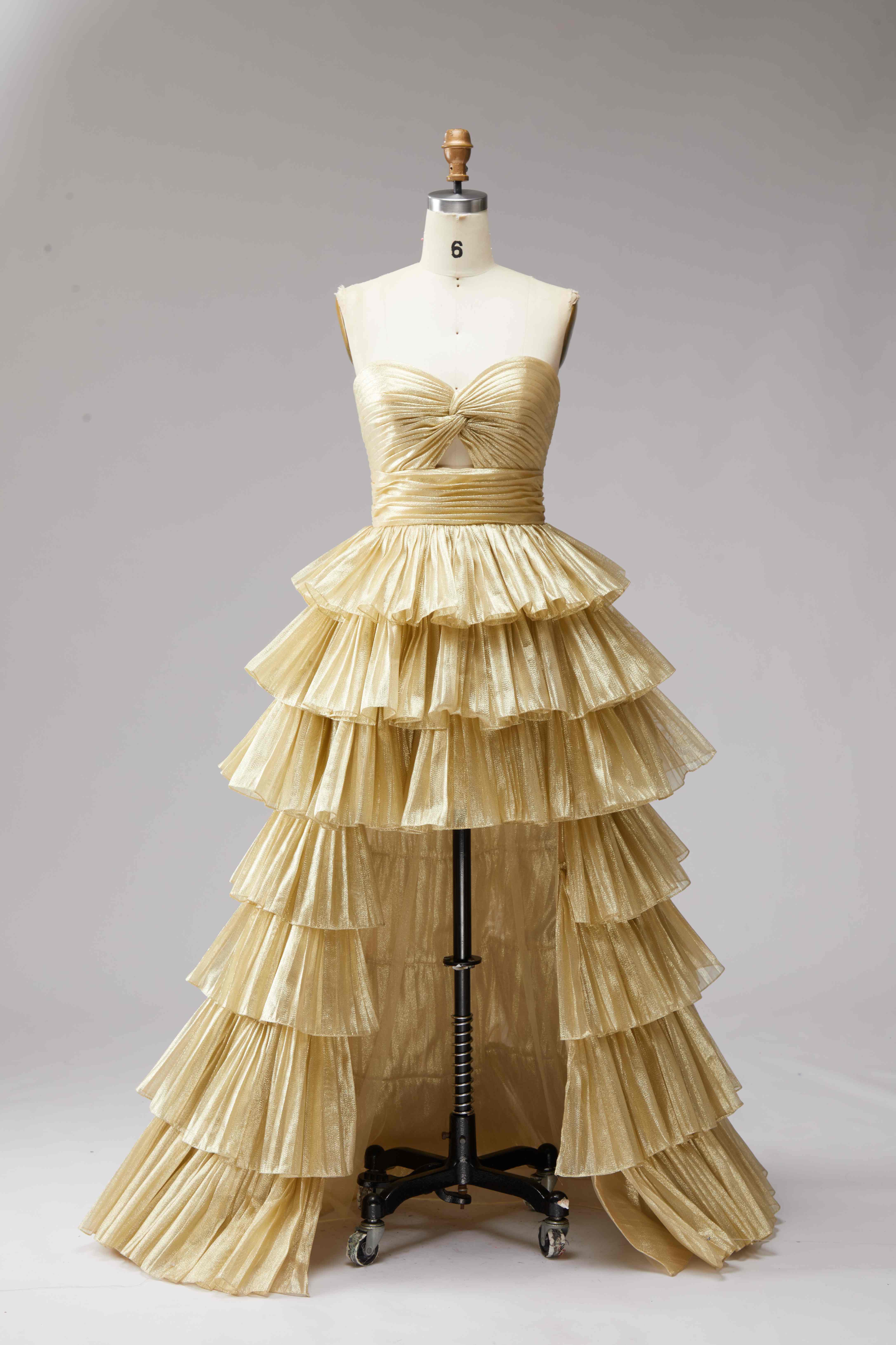 SPU - 608S40LF001 Tiered High‑Low Evening Gown