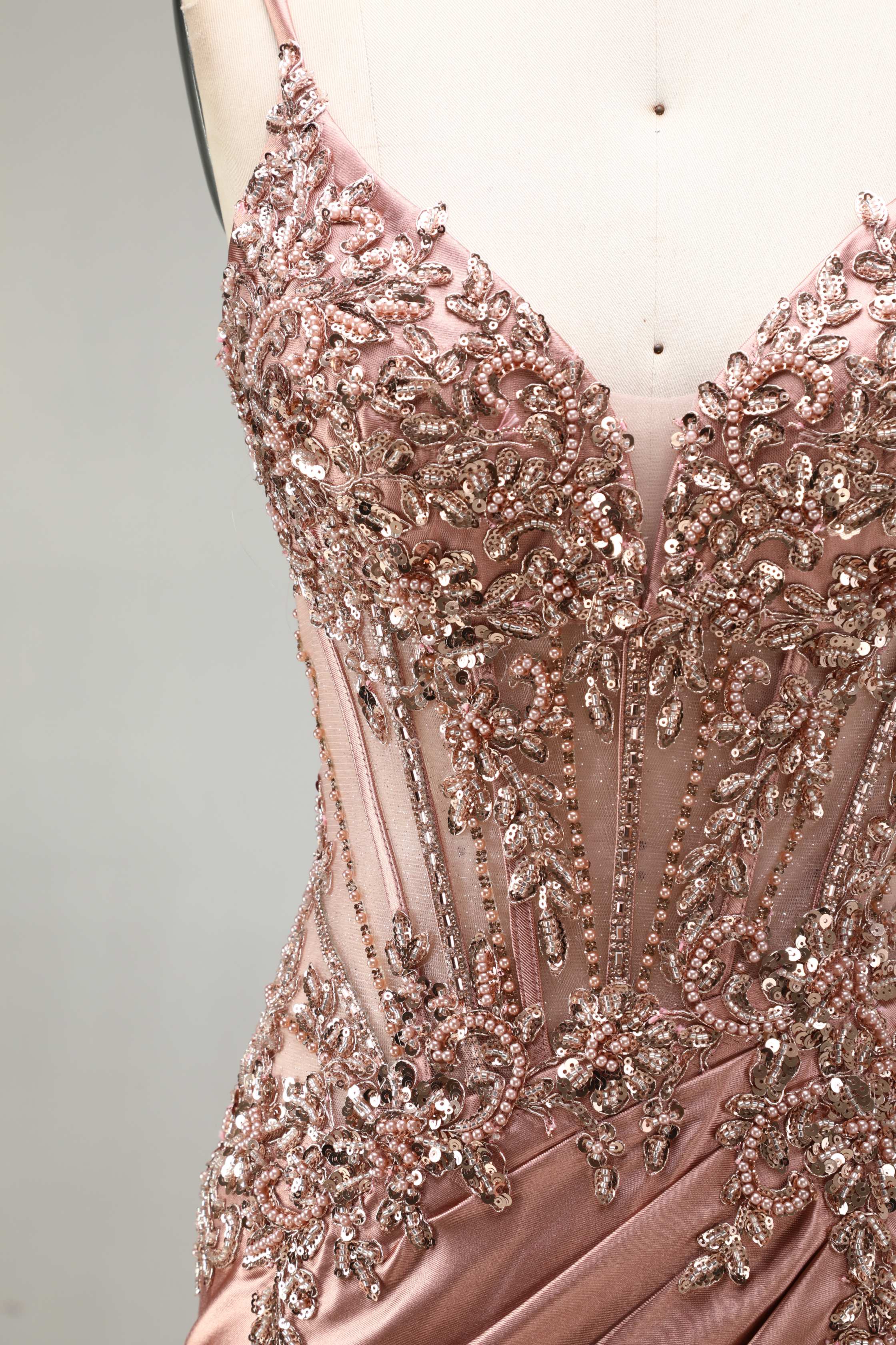 SPU - 608S20LF020 Rose Gold Satin Mermaid Gown