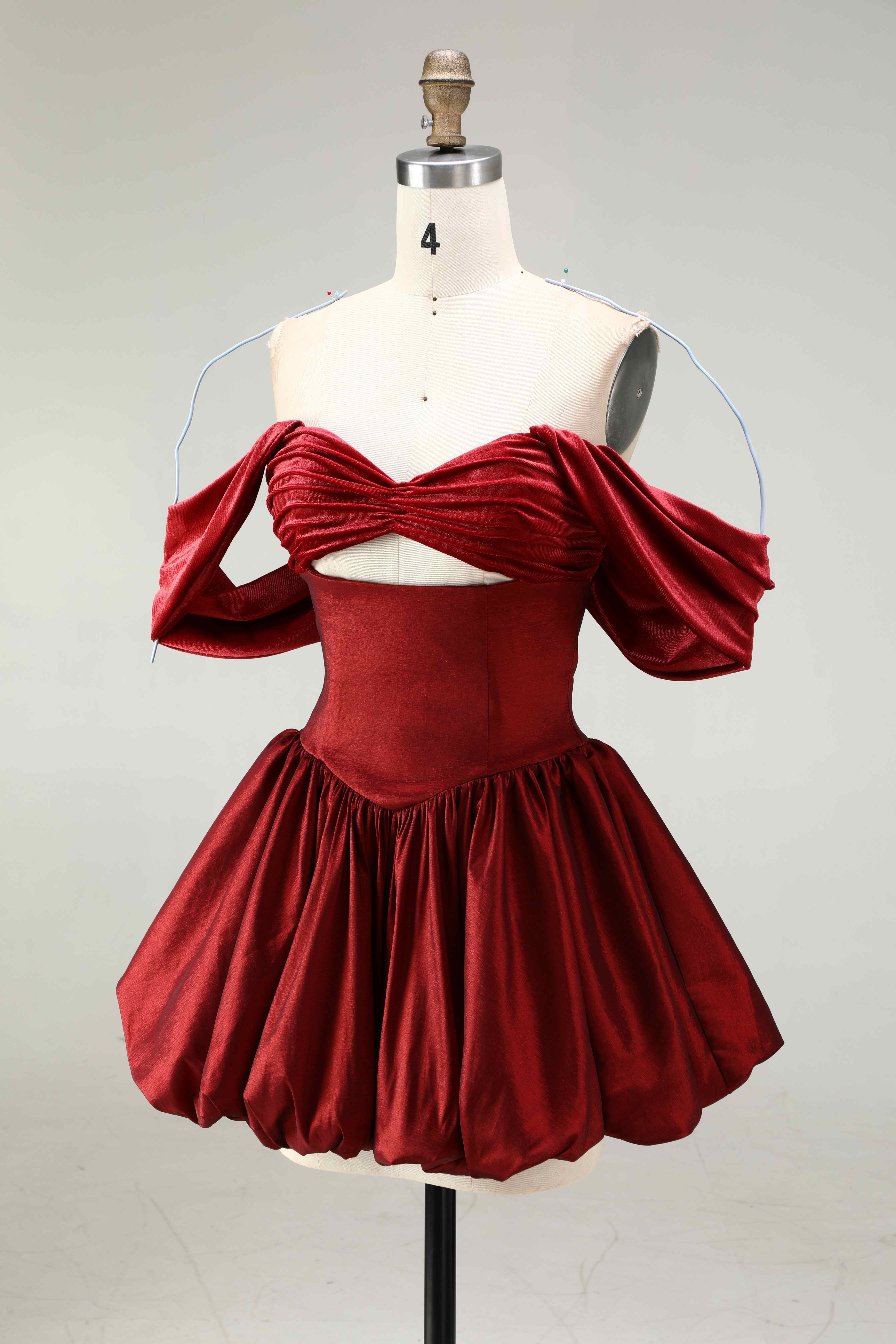 SPU - 608S40LF009 Burgundy Cut Out Bubble Cocktail Dress