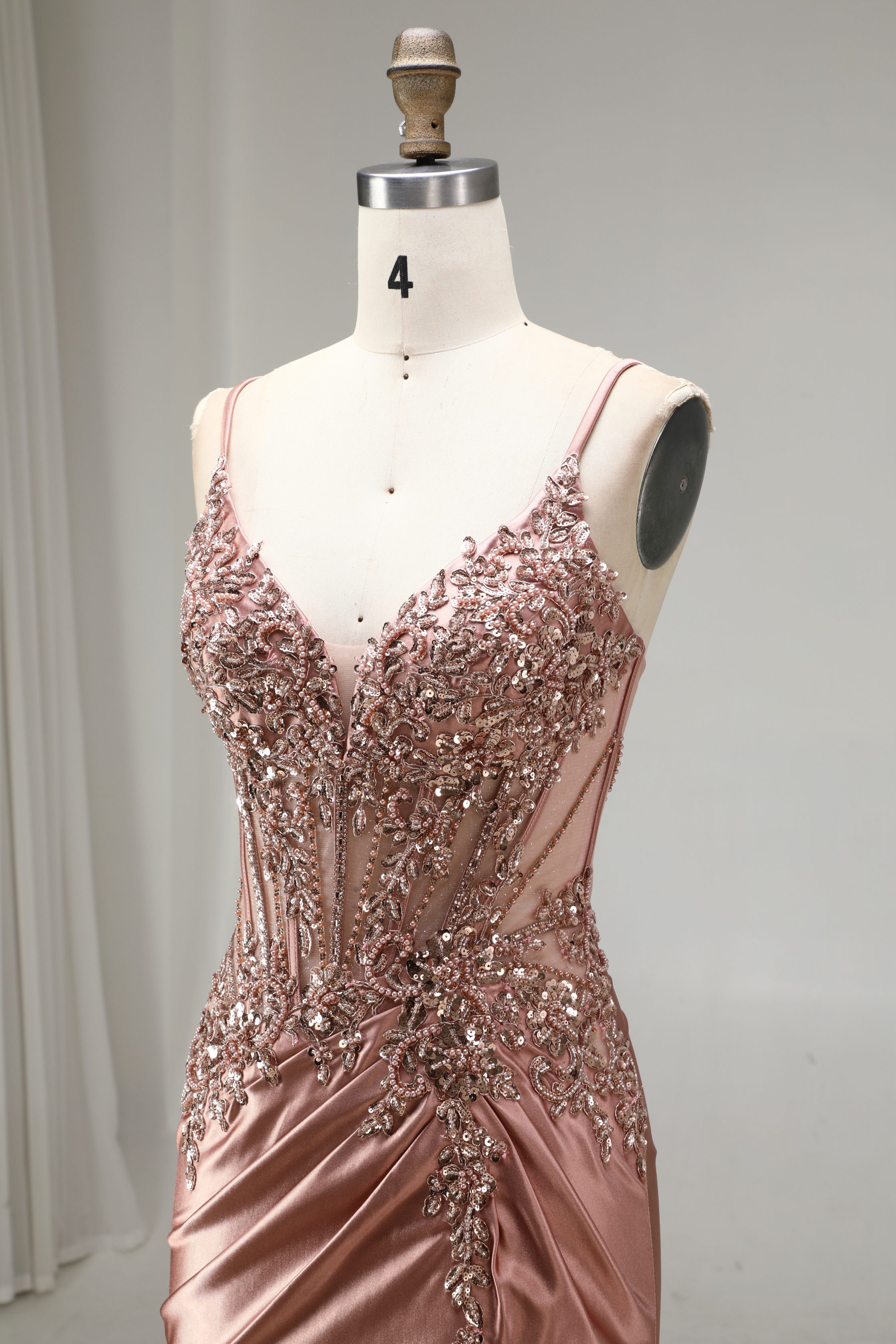 SPU - 608S20LF020 Rose Gold Satin Mermaid Gown