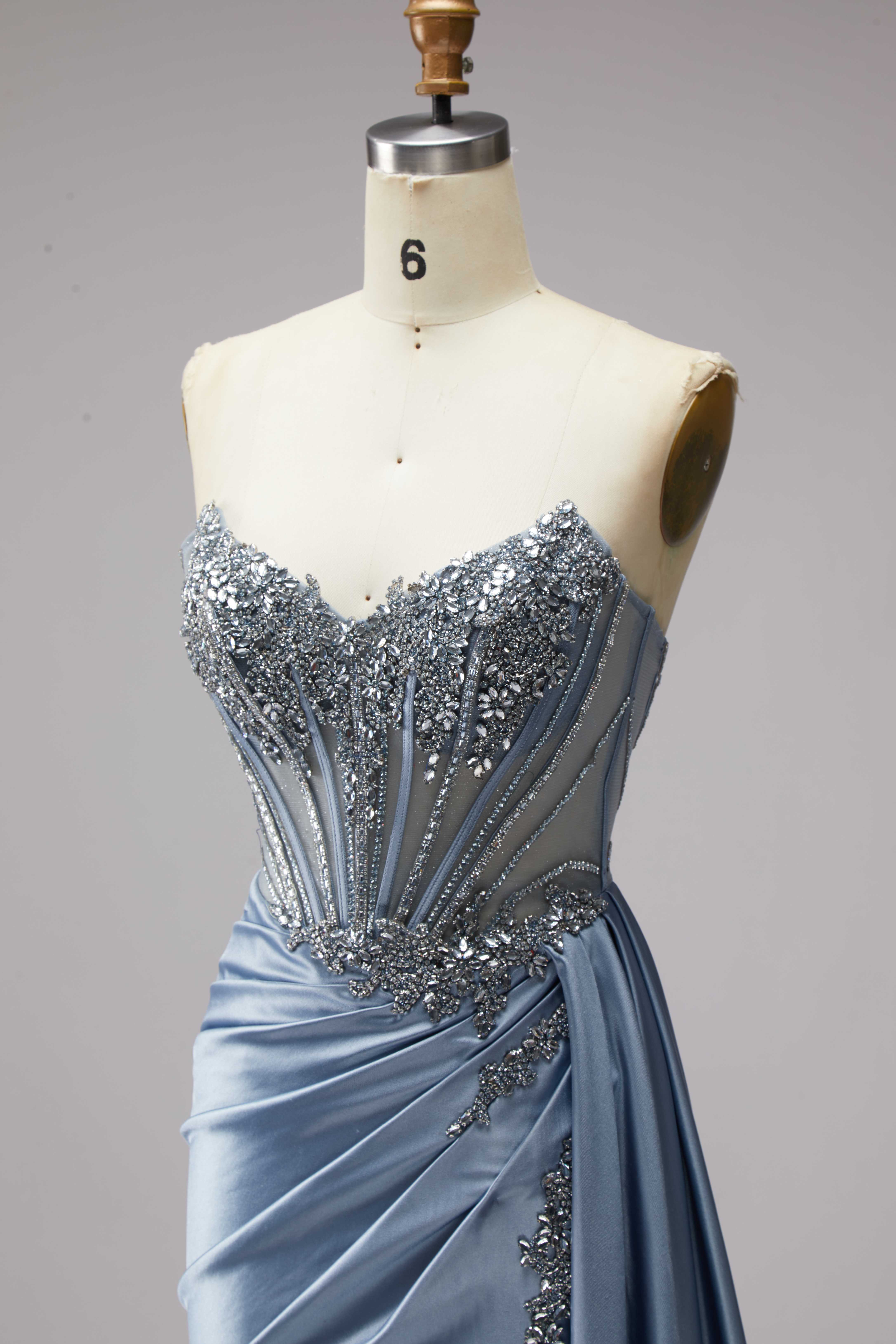 SPU - 608S20LF024 Beaded Corset Slit Evening Collection