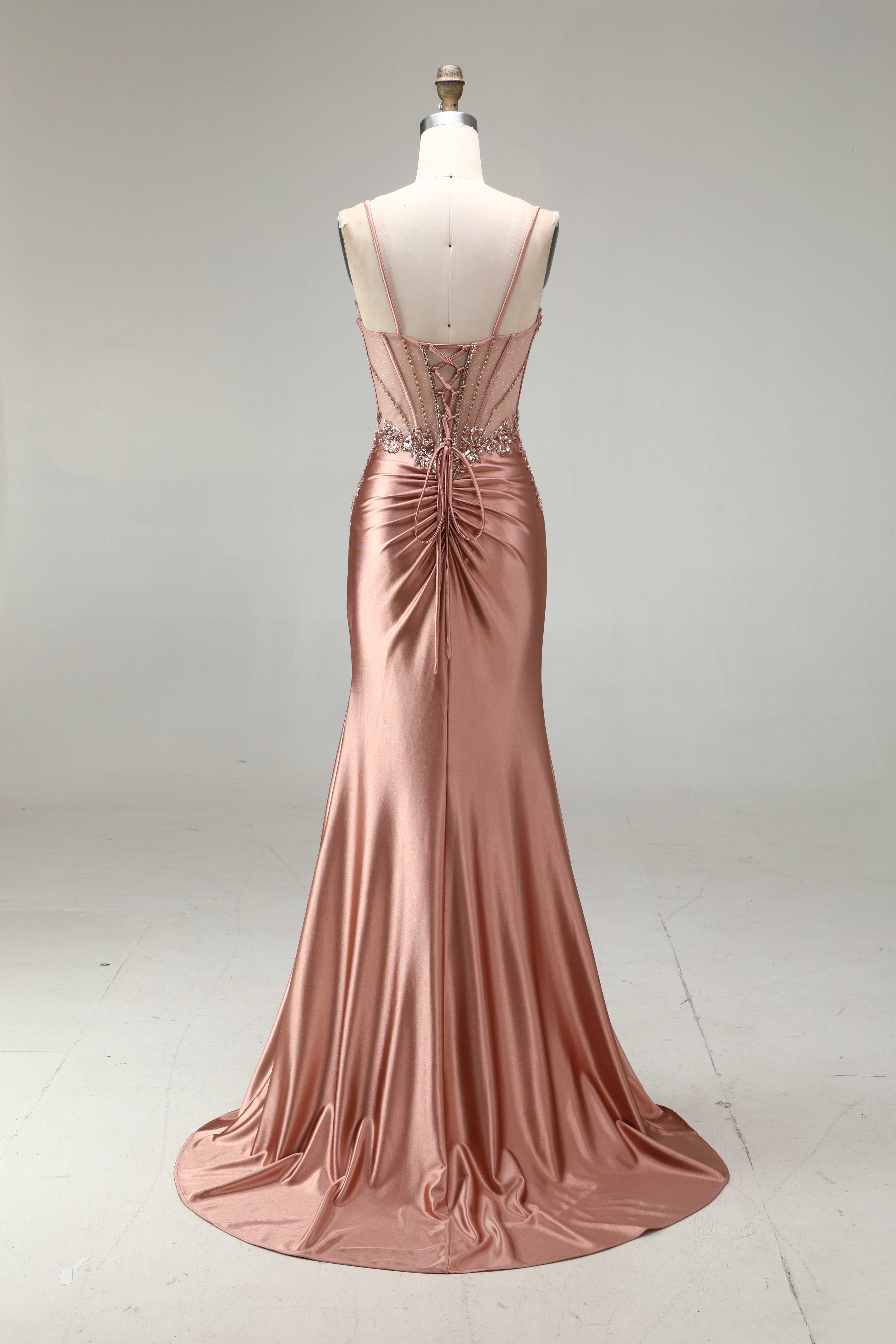 SPU - 608S20LF020 Rose Gold Satin Mermaid Gown