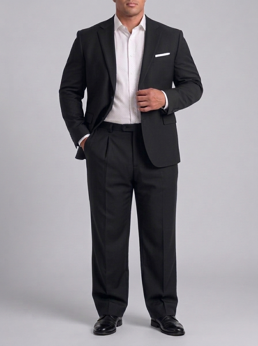 SKU - AR-BT-ST001-2R Men's Black Big & Tall 2-Piece Suit Set