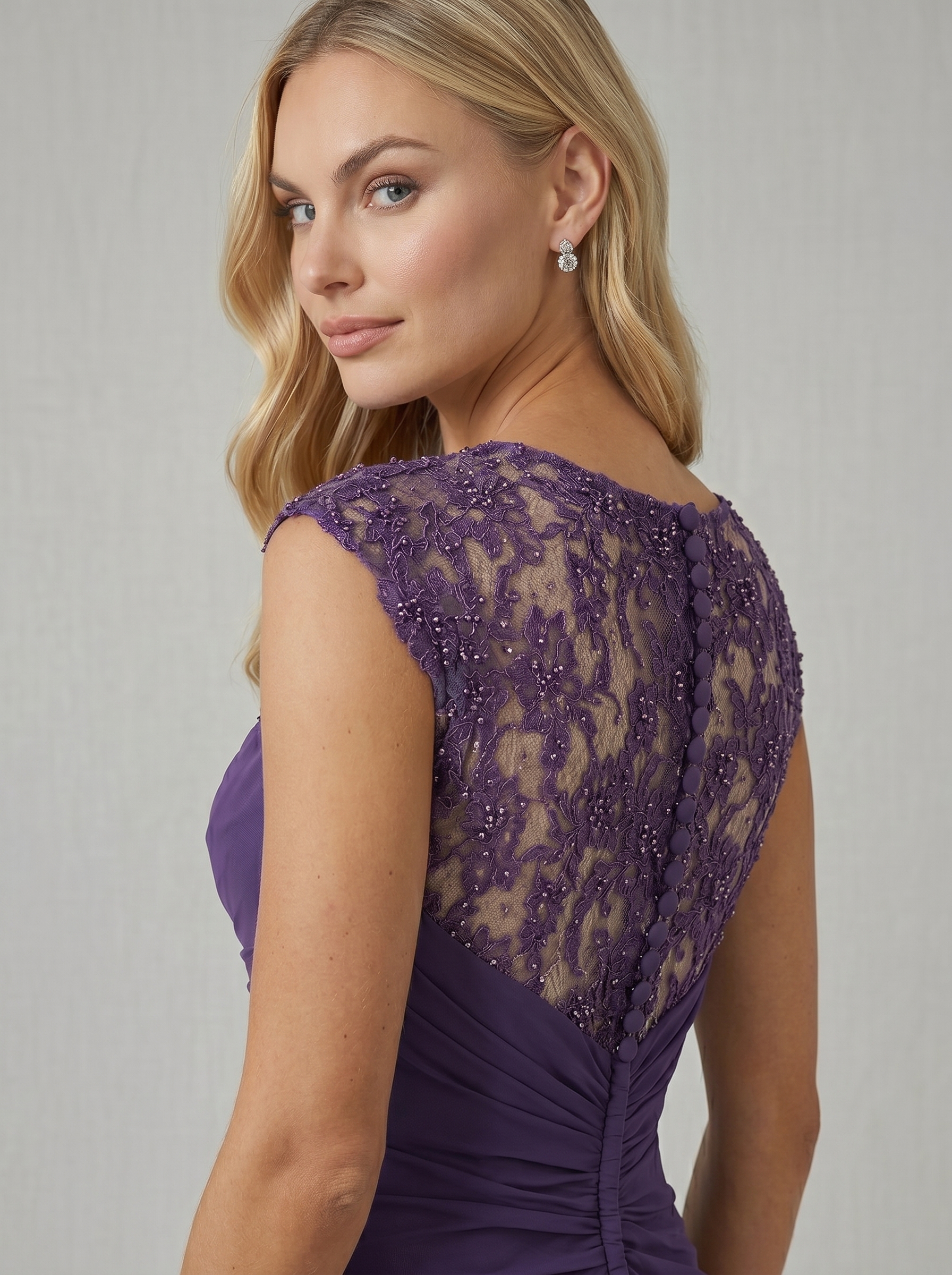 Elegant Sleeveless Lace Illusion Neckline Maxi Dress - Ruched Chiffon Formal Evening Gown for Wedding Guest, Bridesmaid & Prom