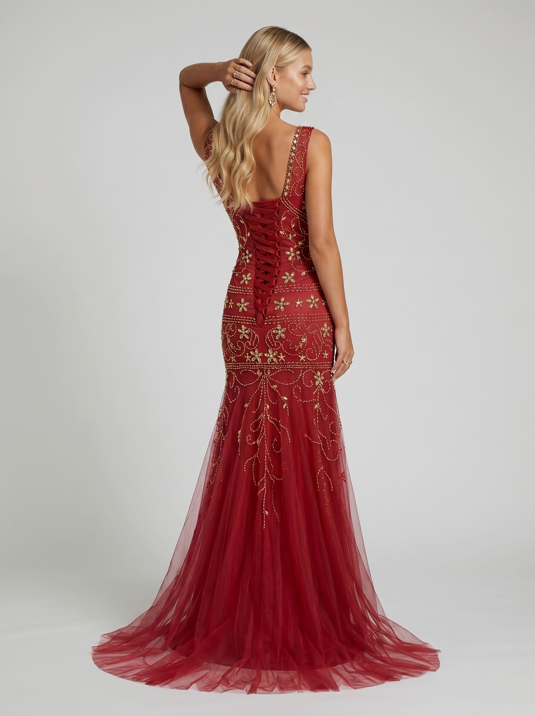 Luxury Sequin Mermaid Evening Dress - Formal Deep V-Neck Prom Gown with Baroque Beaded Embroidery