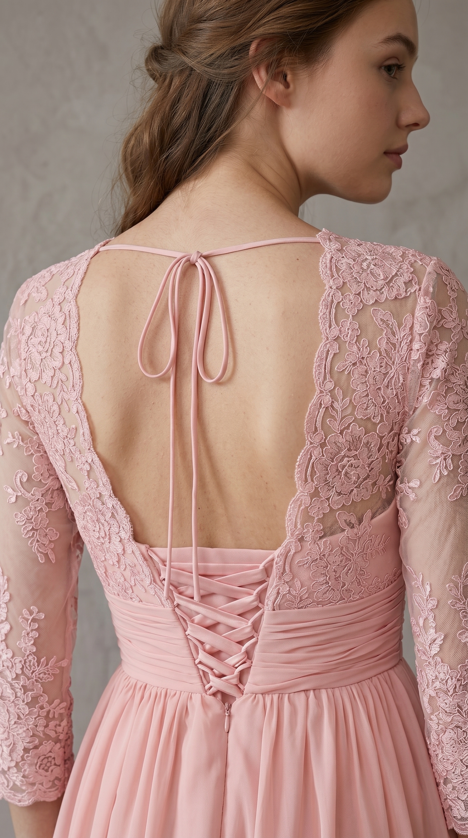 Floral Lace V-Neck Cocktail Dress - 3/4 Sleeve Mother of the Bride Midi Gown with Ruched Waistband