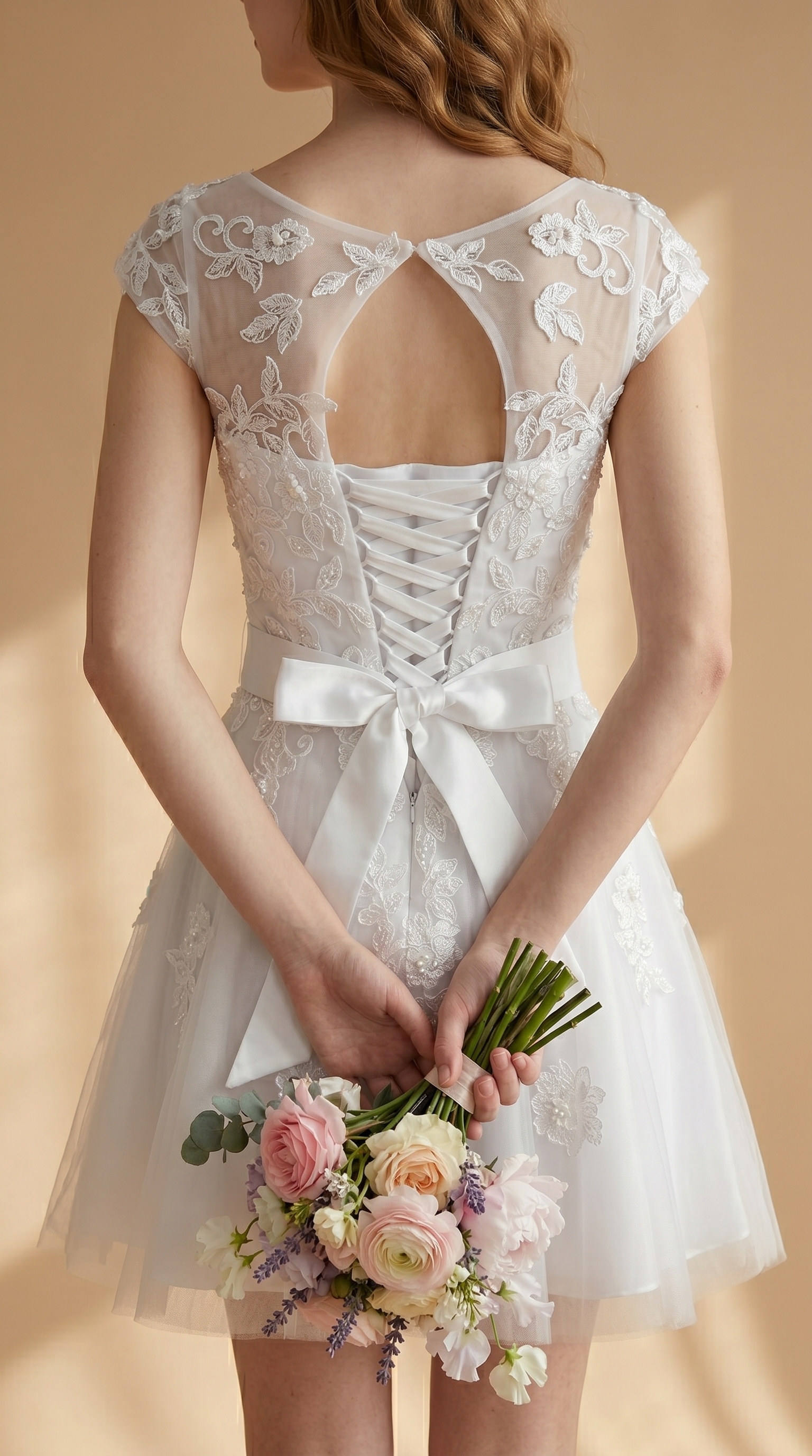 Floral Lace A-Line Cocktail Dress - Cap Sleeve Mother of the Bride Midi Gown with Satin Sash