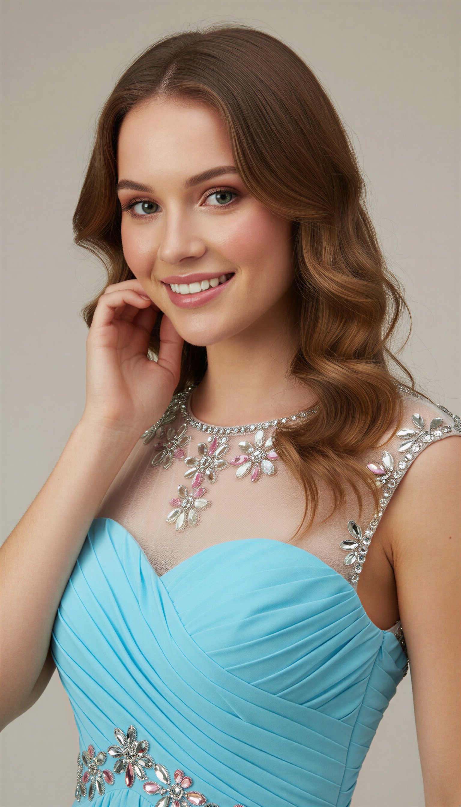 Sparkling Crystal Homecoming Dress Short - Illusion Neck Chiffon Prom Gown with Beaded Waistband