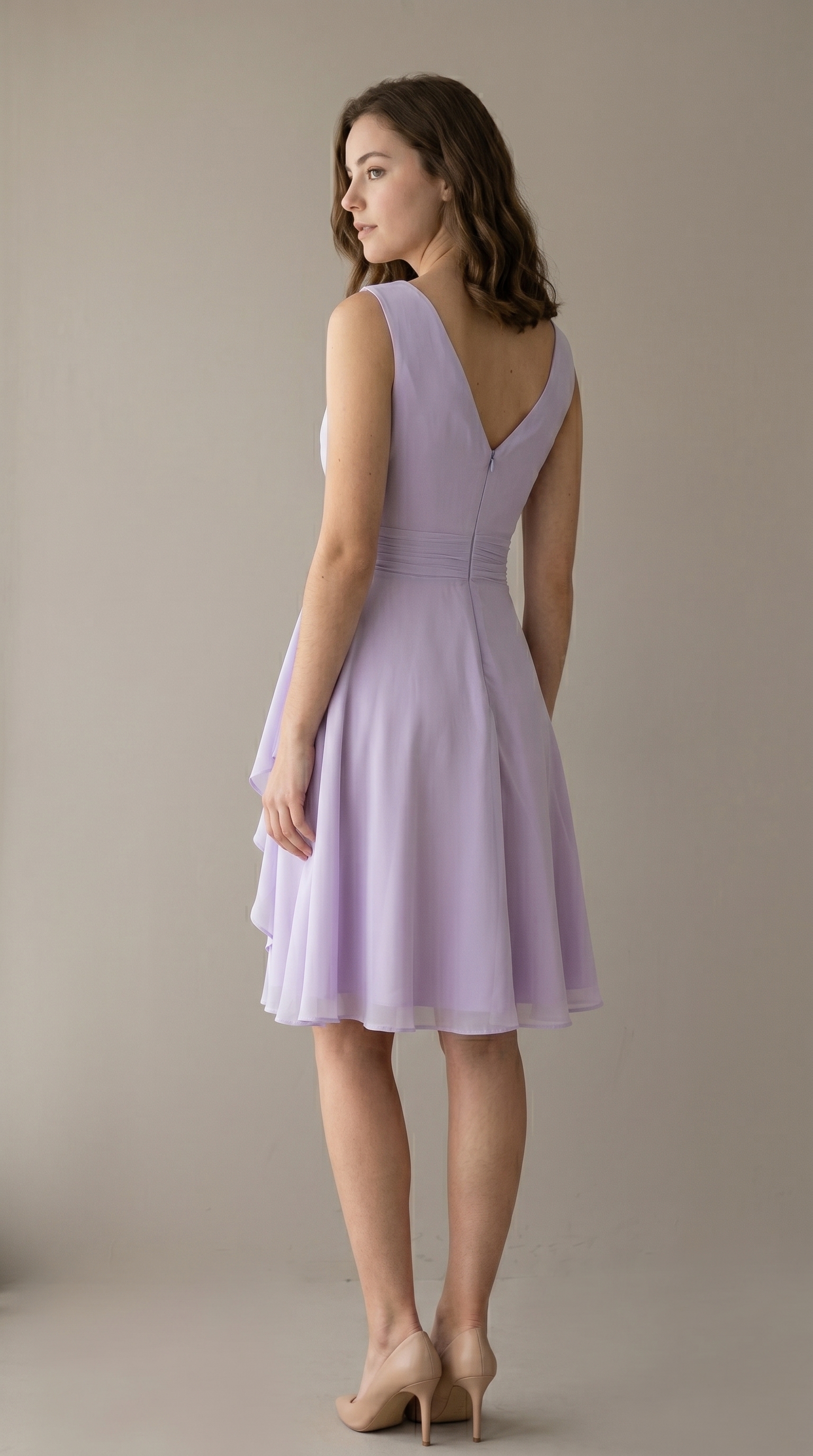 Elegant Chiffon Cocktail Midi Dress - Square Neck Mother of the Bride Gown with Rhinestone Brooch