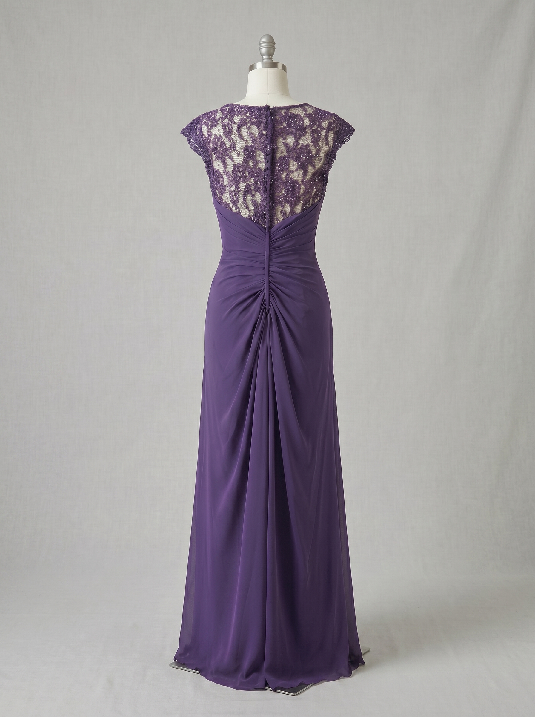 Elegant Sleeveless Lace Illusion Neckline Maxi Dress - Ruched Chiffon Formal Evening Gown for Wedding Guest, Bridesmaid & Prom