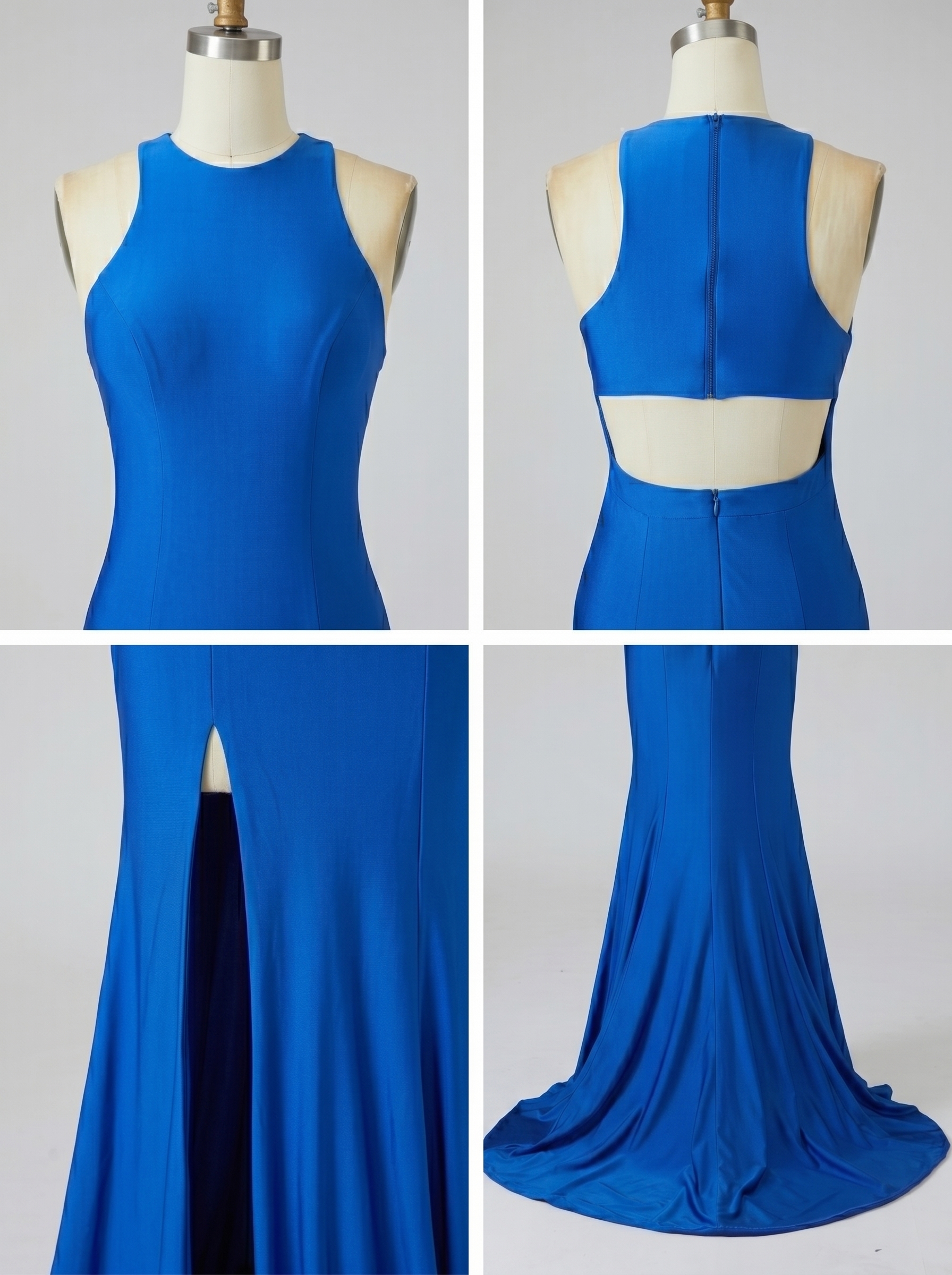 Royal Blue Sleeveless High-Slit Maxi Dress - Elegant Bodycon Evening Gown for Prom & Formal Gala