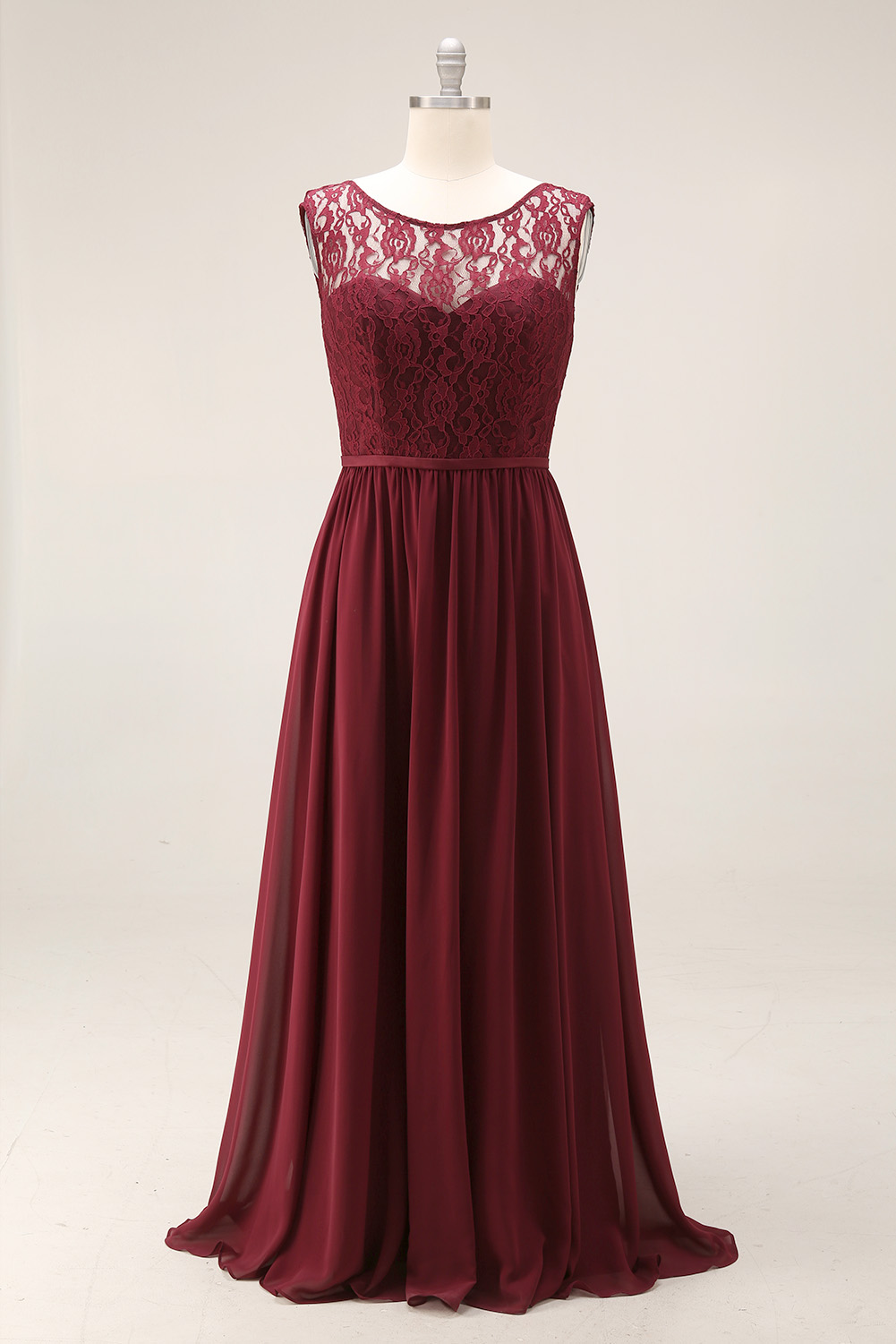 Elegant Lace Evening Dress Long - Illusion Neck Chiffon Prom Gown with Cap Sleeves