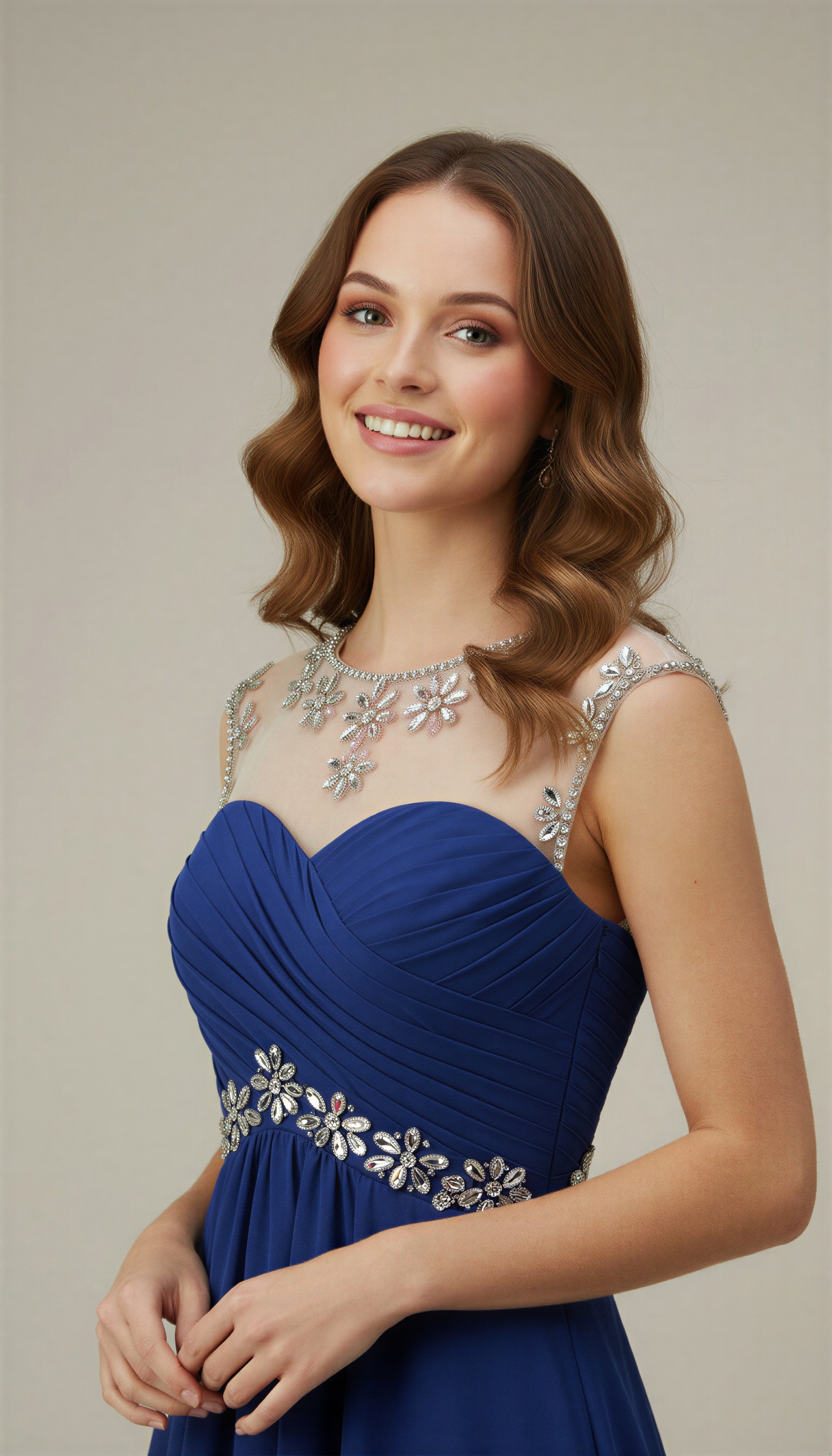 Sparkling Crystal Homecoming Dress Short - Illusion Neck Chiffon Prom Gown with Beaded Waistband