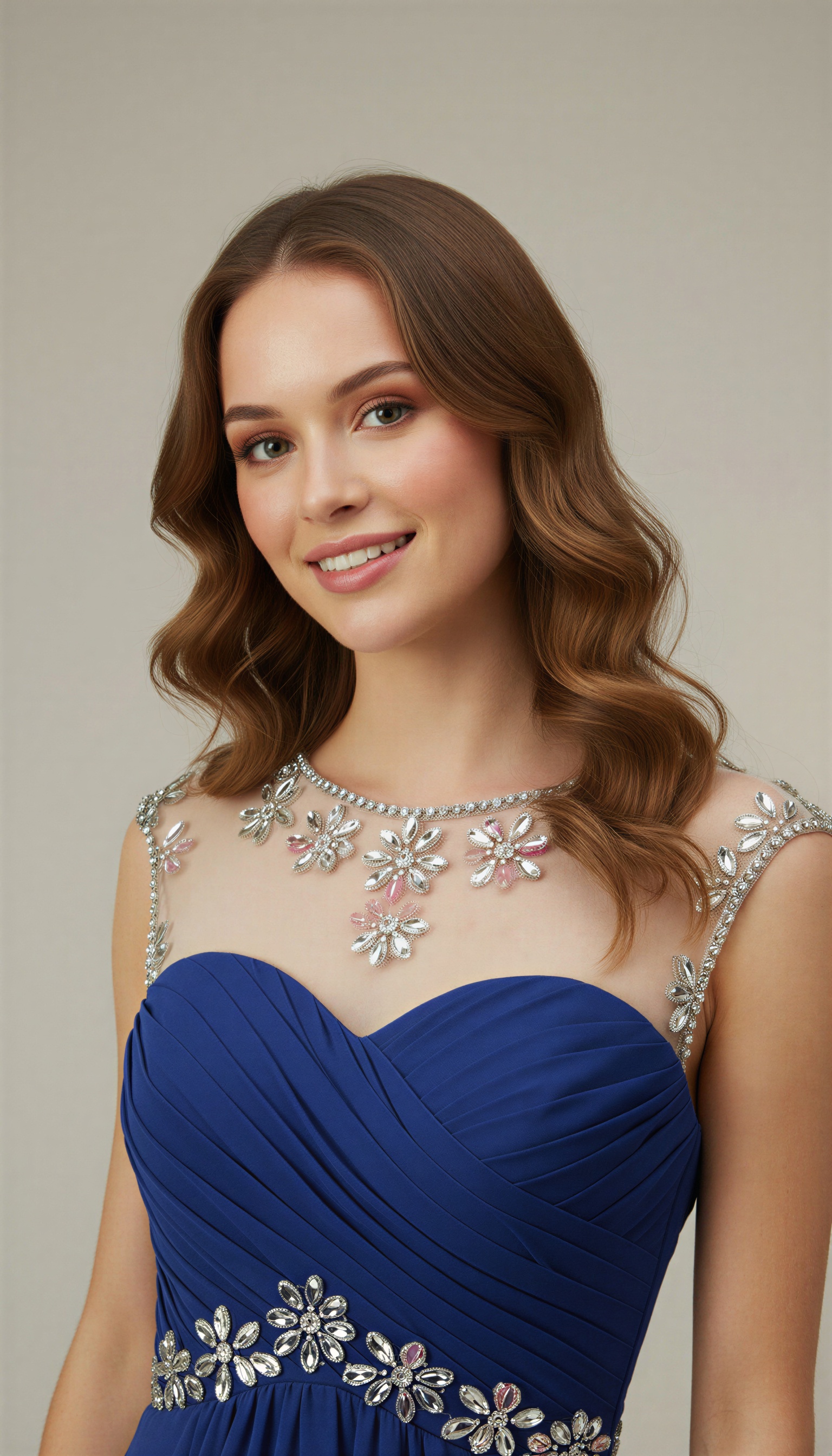 Sparkling Crystal Homecoming Dress Short - Illusion Neck Chiffon Prom Gown with Beaded Waistband