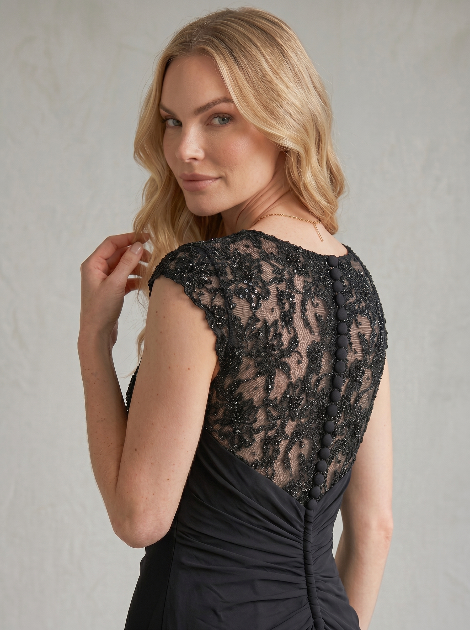 Elegant Sleeveless Lace Illusion Neckline Maxi Dress - Ruched Chiffon Formal Evening Gown for Wedding Guest, Bridesmaid & Prom