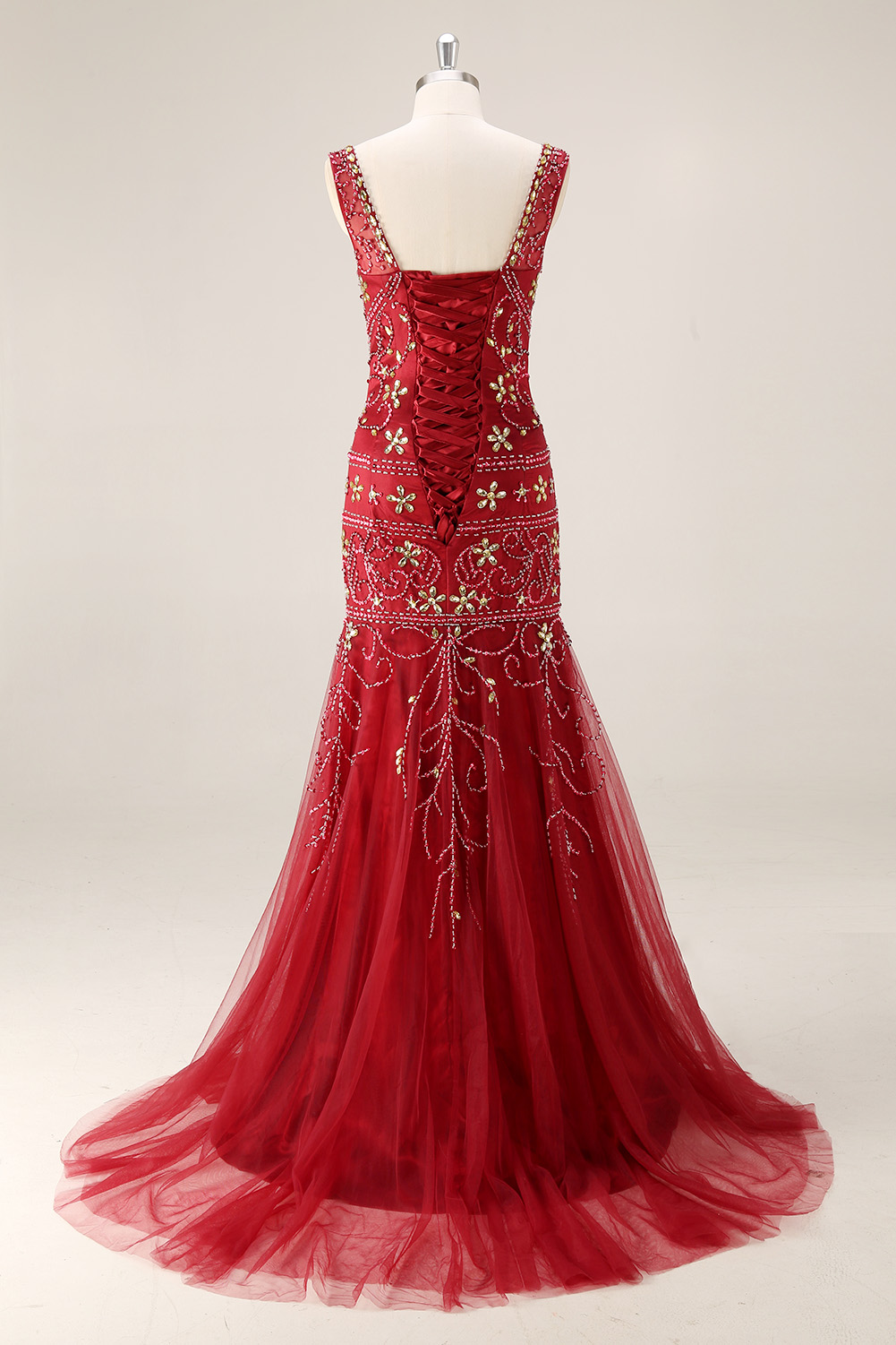 Luxury Sequin Mermaid Evening Dress - Formal Deep V-Neck Prom Gown with Baroque Beaded Embroidery