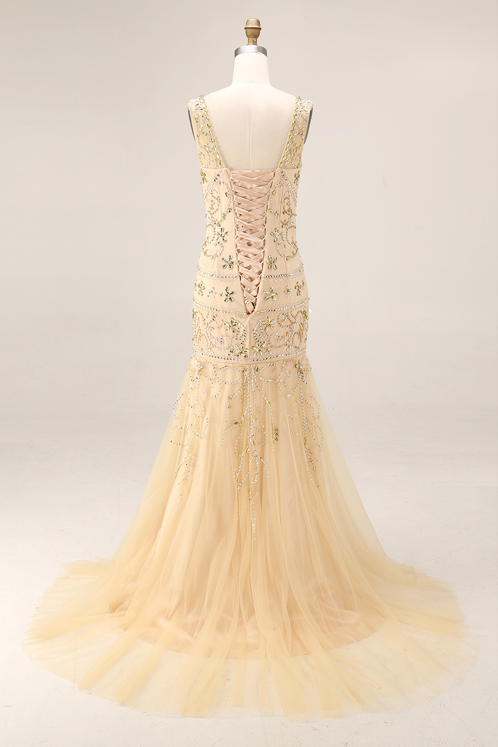 Luxury Sequin Mermaid Evening Dress - Formal Deep V-Neck Prom Gown with Baroque Beaded Embroidery