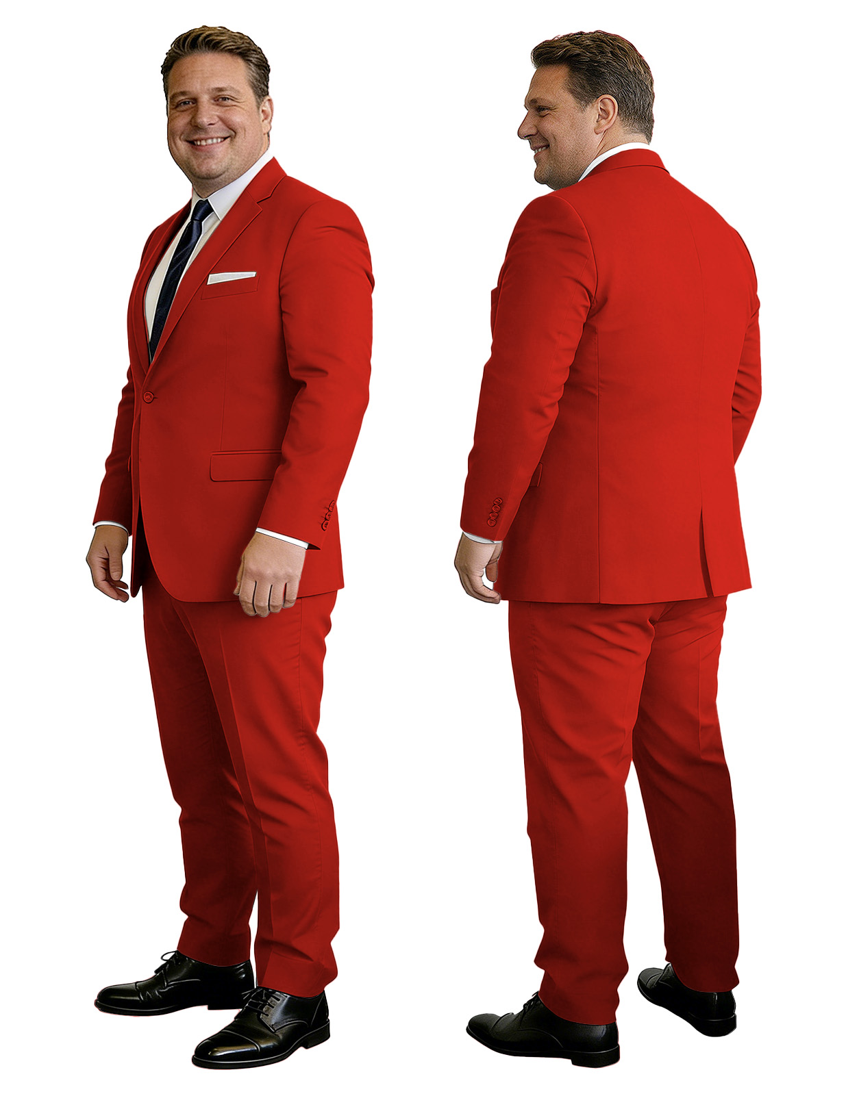 Men's Big & Tall 2-Piece Suit Set - Single Button for Wedding, Business & Formal Occasions