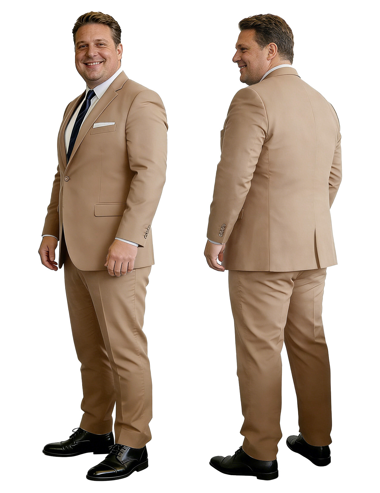 Men's Big & Tall 2-Piece Suit Set - Single Button for Wedding, Business & Formal Occasions