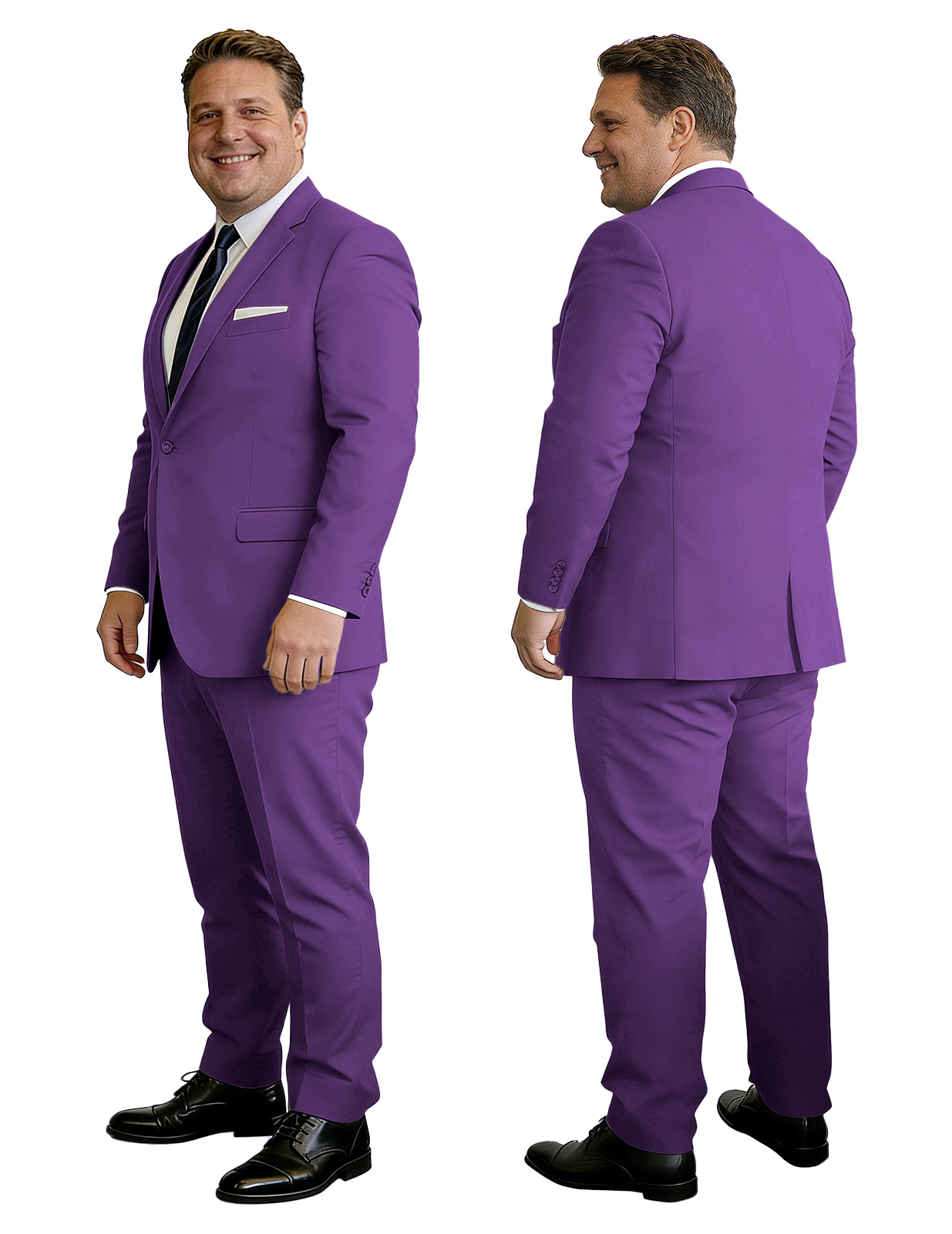 Men's Big & Tall 2-Piece Suit Set - Single Button for Wedding, Business & Formal Occasions
