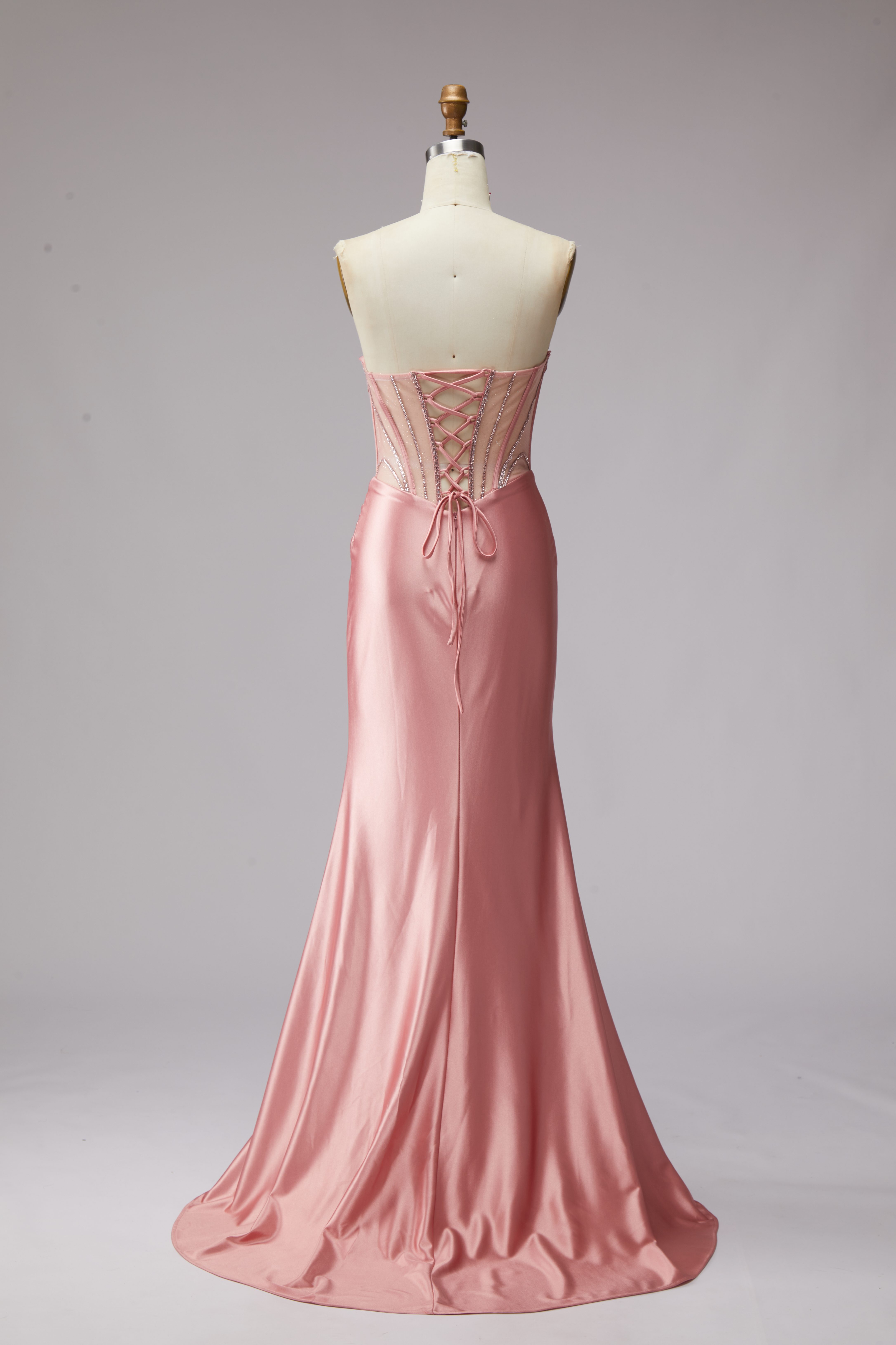 SPU - 608S20LF029 Dusty Pink Beaded Corset Mermaid Gown