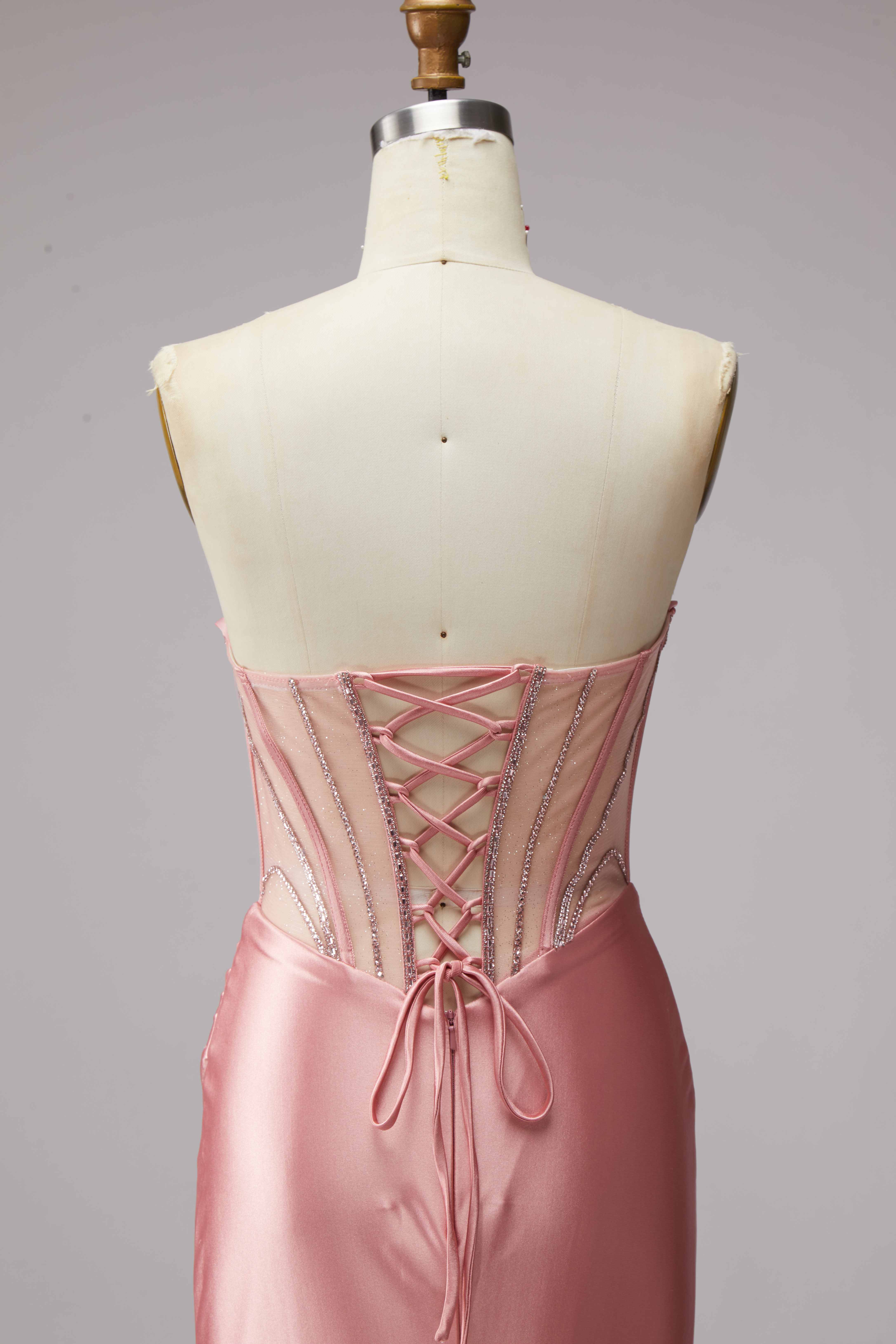 SPU - 608S20LF029 Dusty Pink Beaded Corset Mermaid Gown
