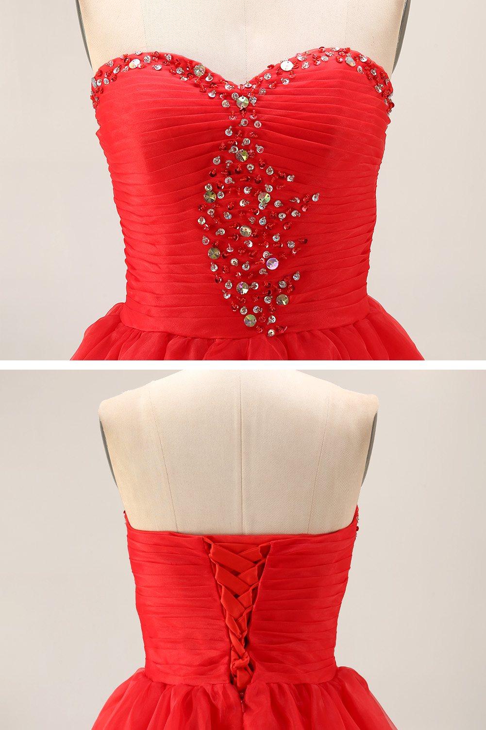 Classic Sequin Homecoming Dress Short - Strapless Sweetheart Prom Gown with Tiered Tulle Skirt