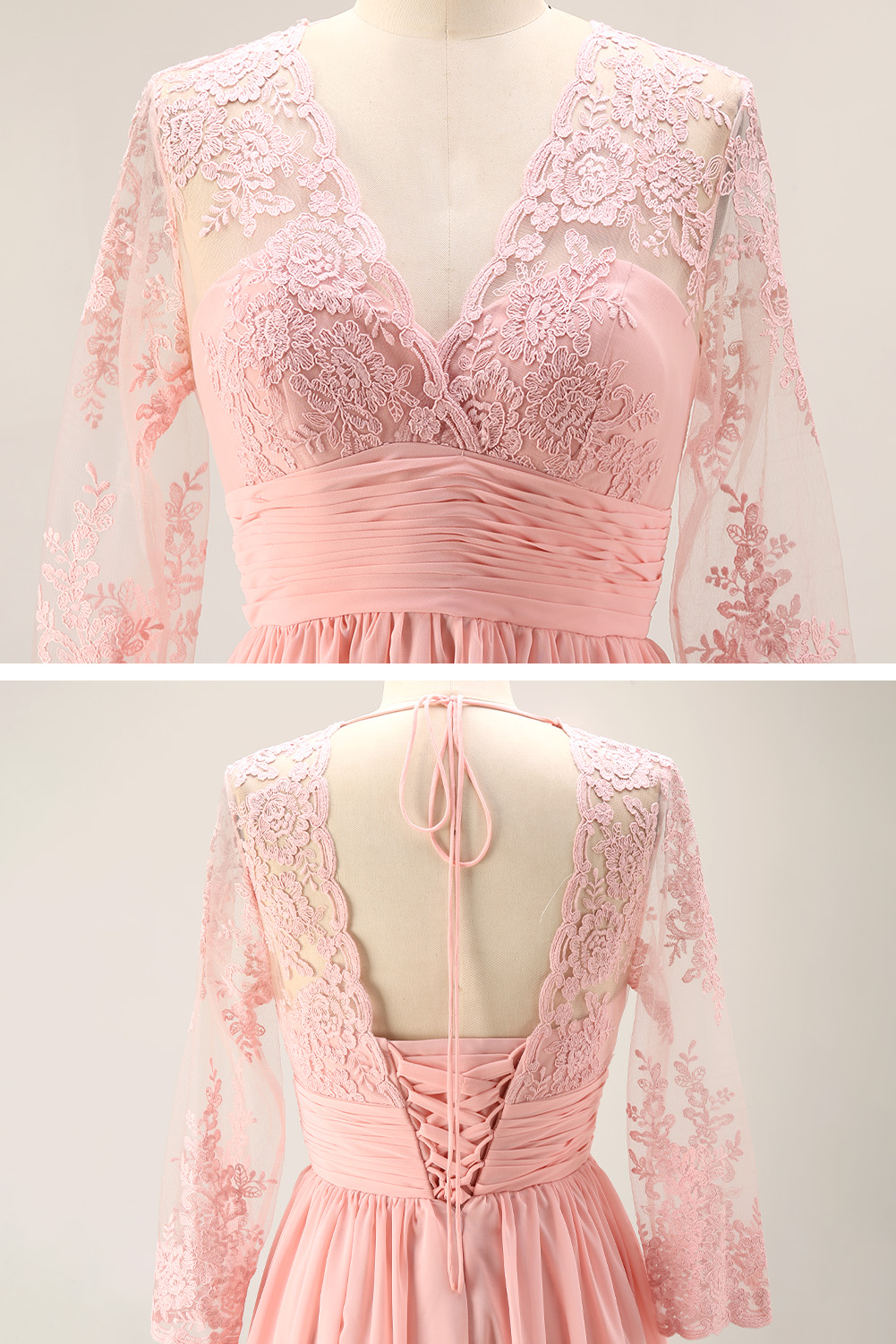 Floral Lace V-Neck Cocktail Dress - 3/4 Sleeve Mother of the Bride Midi Gown with Ruched Waistband