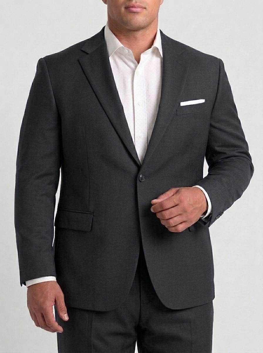 SKU - AR-BT-ST001-2R Men's Charcoal black Big & Tall 2-Piece Suit Set