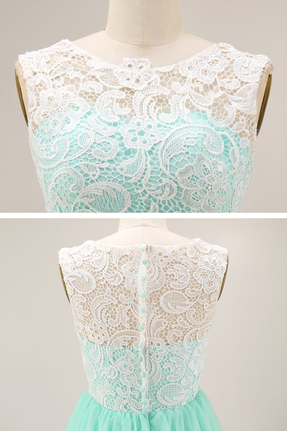 Elegant Tulle Homecoming Dress - Short Lace Embroidered Prom Gown with Illusion Boat Neck