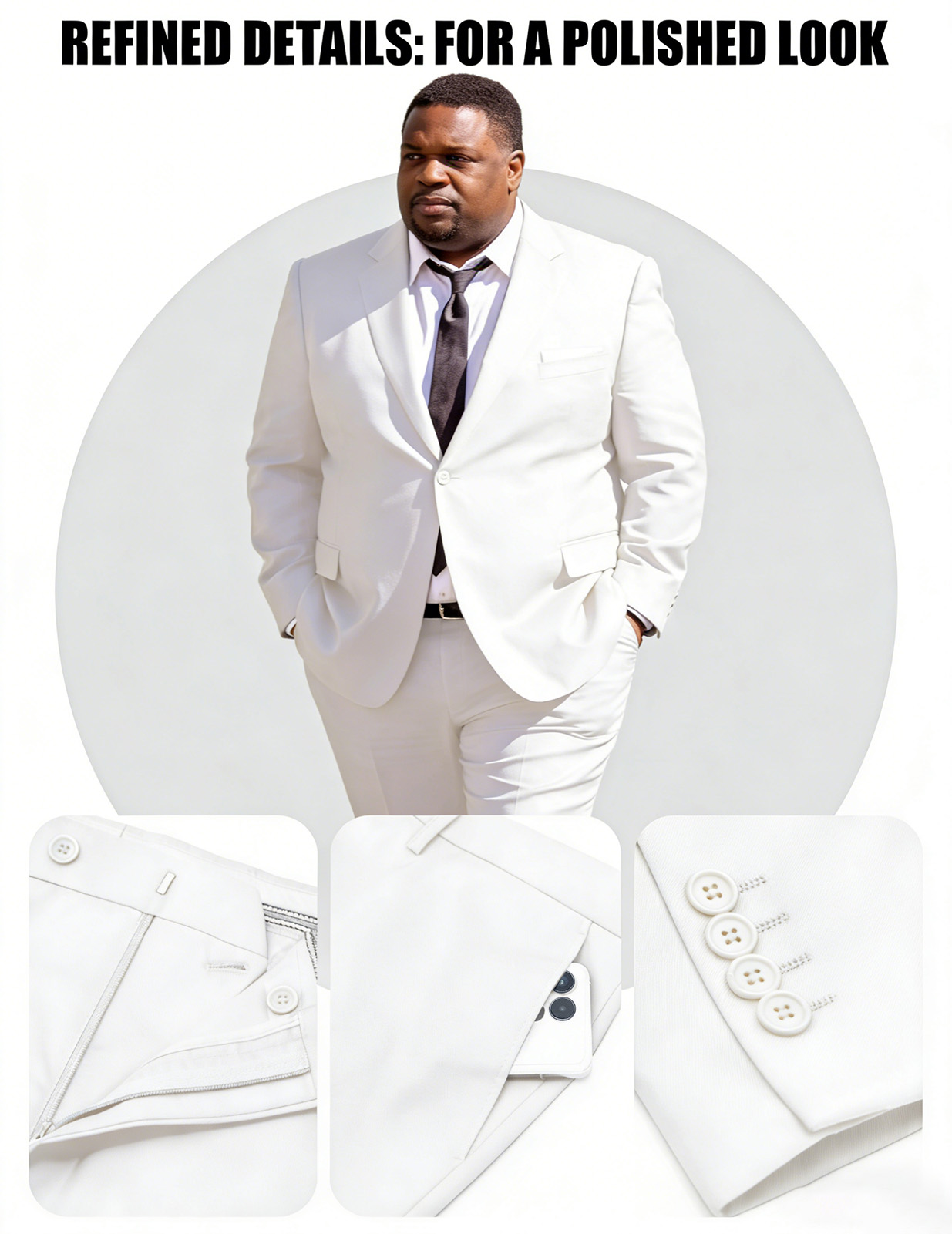 Men's Big & Tall 2-Piece Suit Set - Single Button for Wedding, Business & Formal Occasions