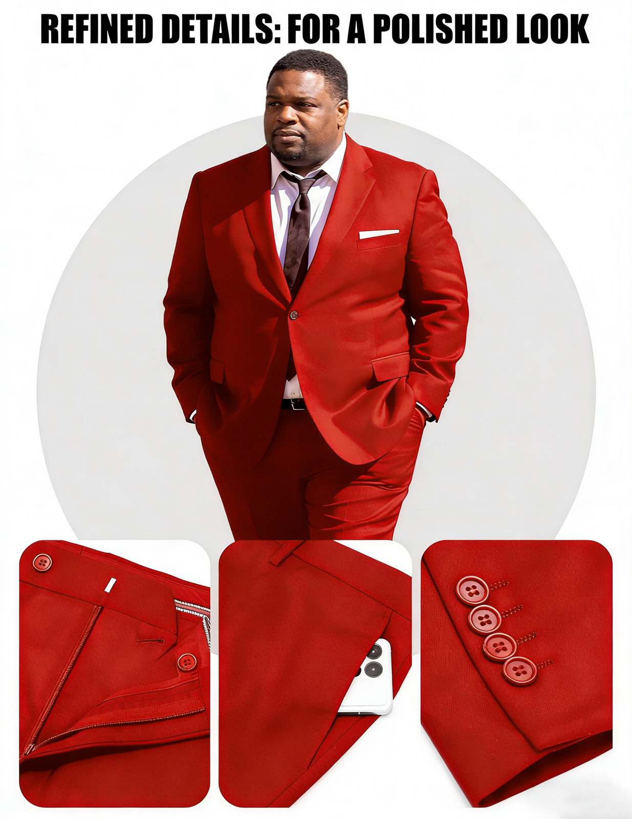 Men's Big & Tall 2-Piece Suit Set - Single Button for Wedding, Business & Formal Occasions