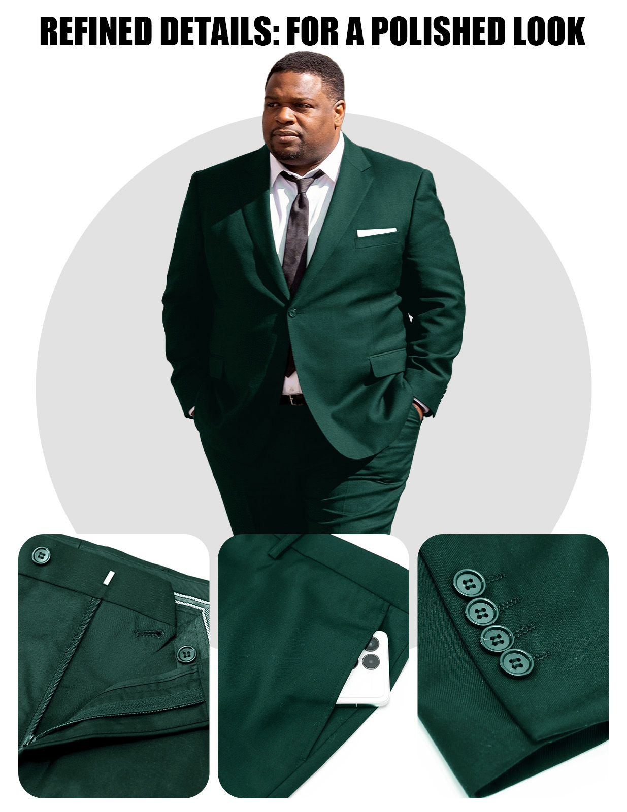 Men's Big & Tall 2-Piece Suit Set - Single Button for Wedding, Business & Formal Occasions