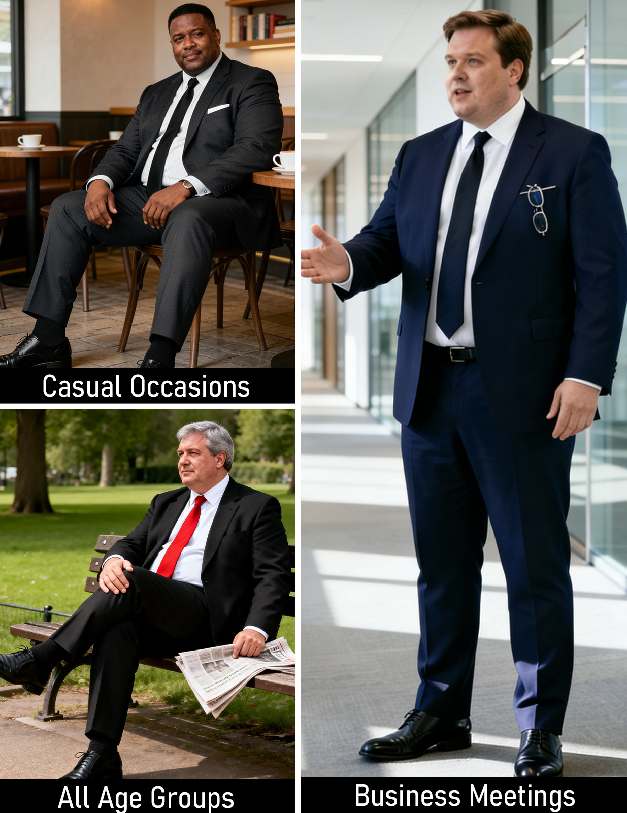 Men's Big & Tall 2-Piece Suit Set - Single Button for Wedding, Business & Formal Occasions