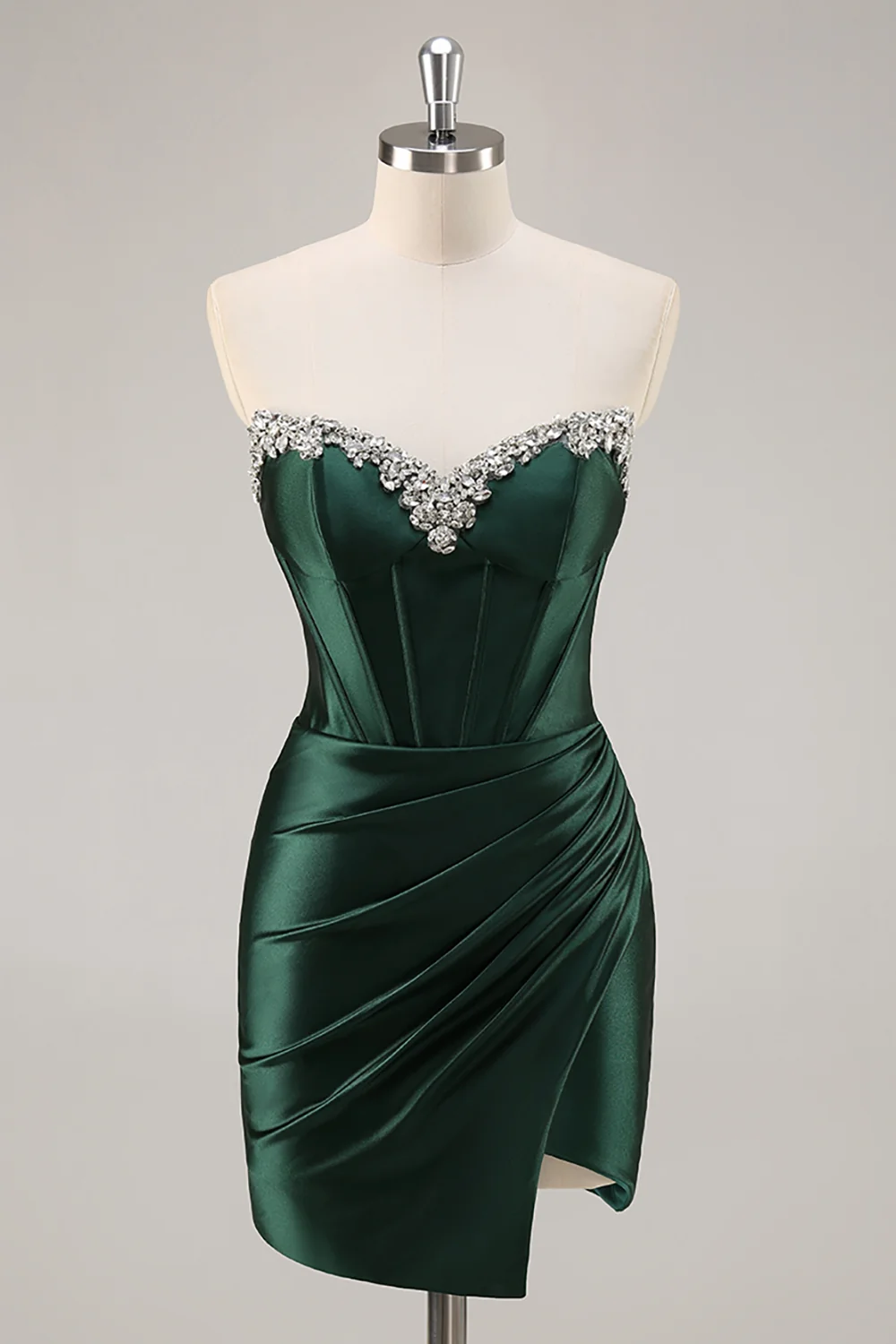 SKU - 505S29LF002 Dark Green Strapless Homecoming Dress