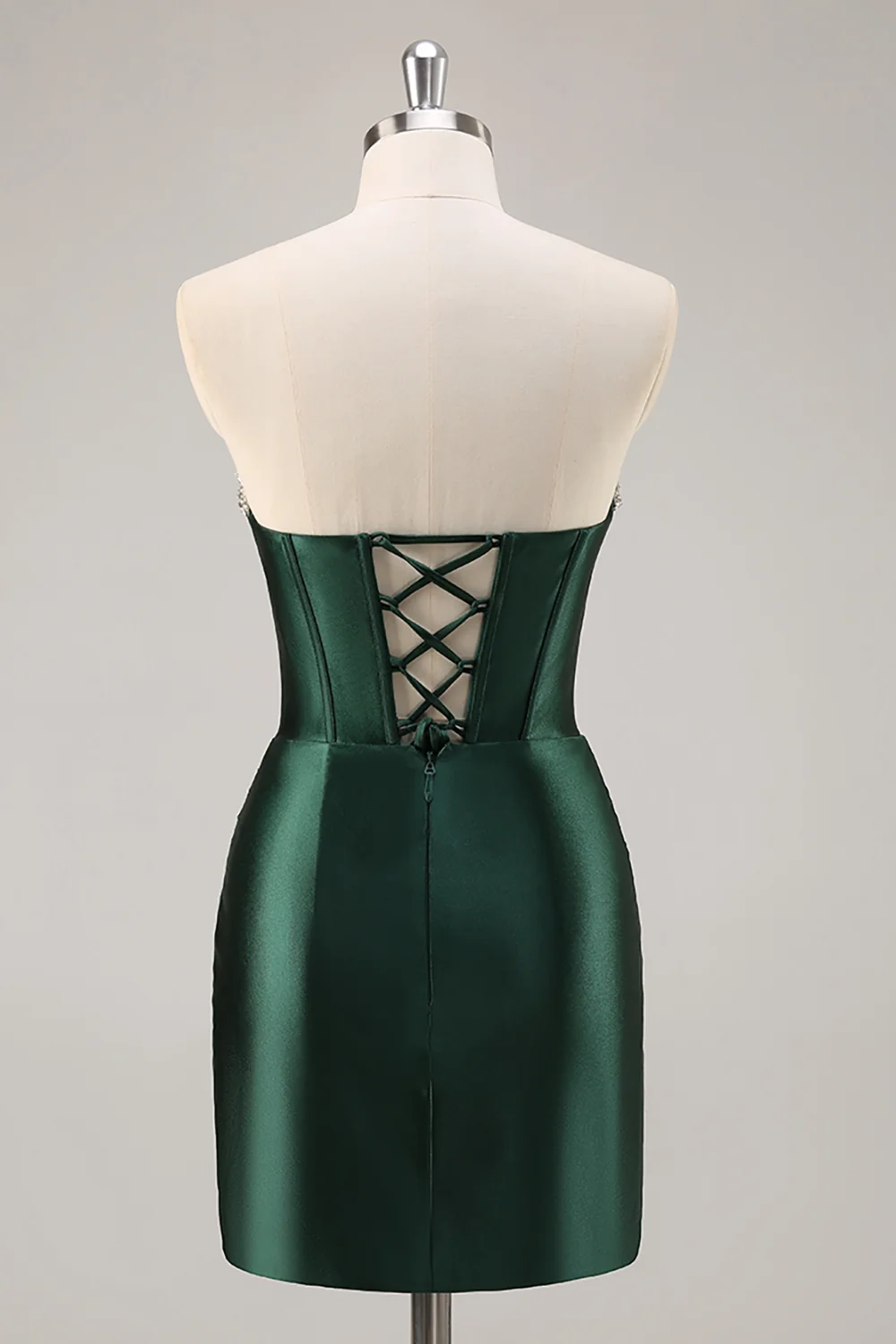 SKU - 505S29LF002 Dark Green Strapless Homecoming Dress