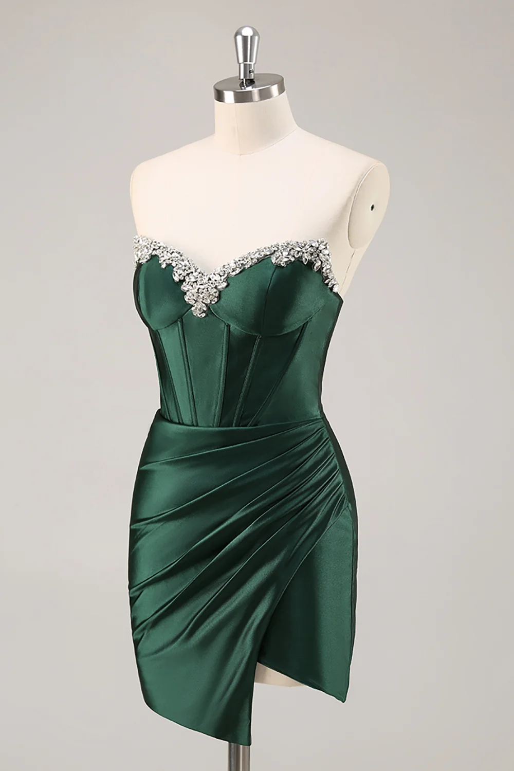SKU - 505S29LF002 Dark Green Strapless Homecoming Dress