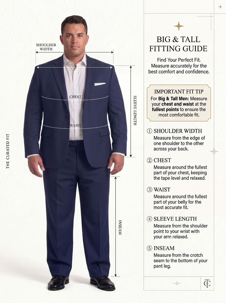 SKU - AR-BT-ST001-2R Men's Navy blue Big & Tall 2-Piece Suit Set 