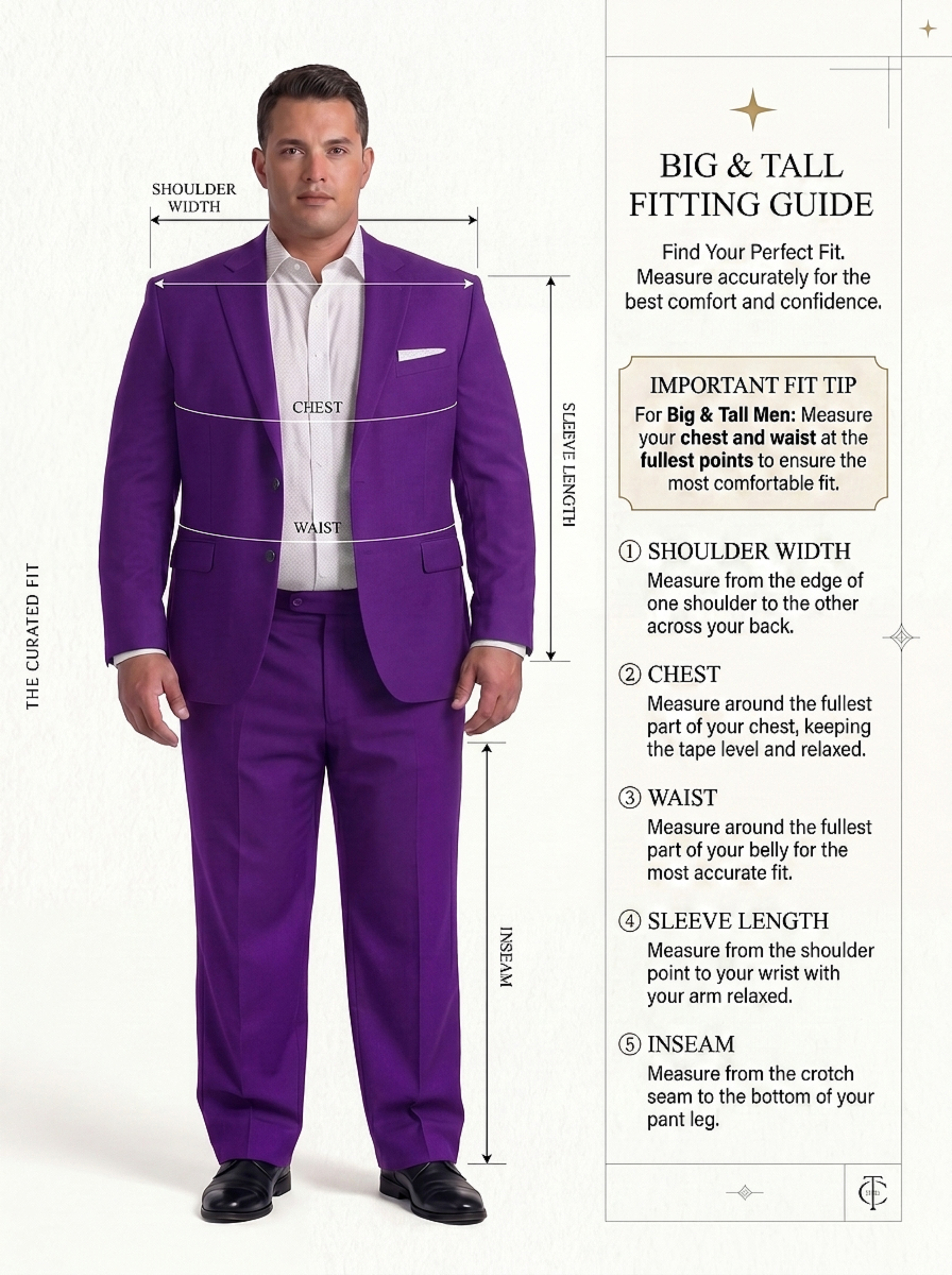 SKU - AR-BT-ST001-2R Men's Violet Big & Tall 2-Piece Suit Set 