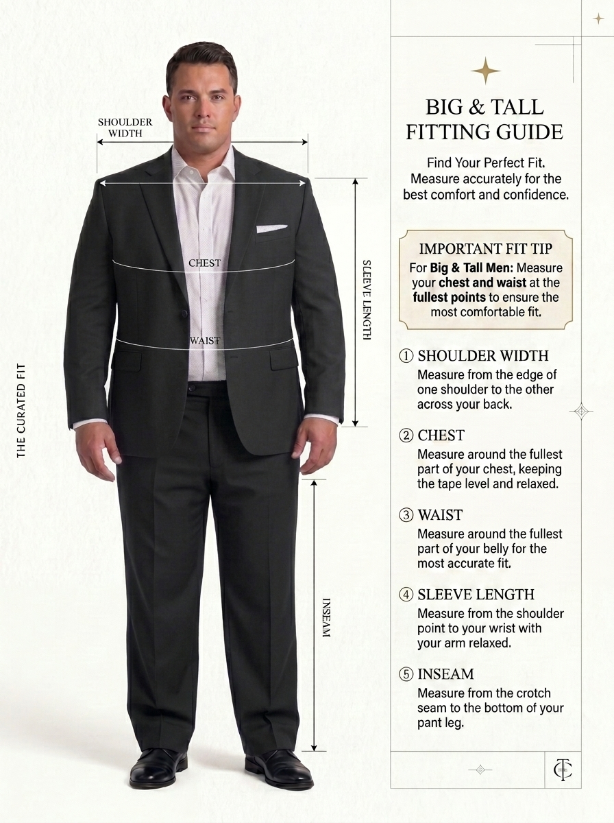 SKU - AR-BT-ST001-2R Men's Charcoal black Big & Tall 2-Piece Suit Set
