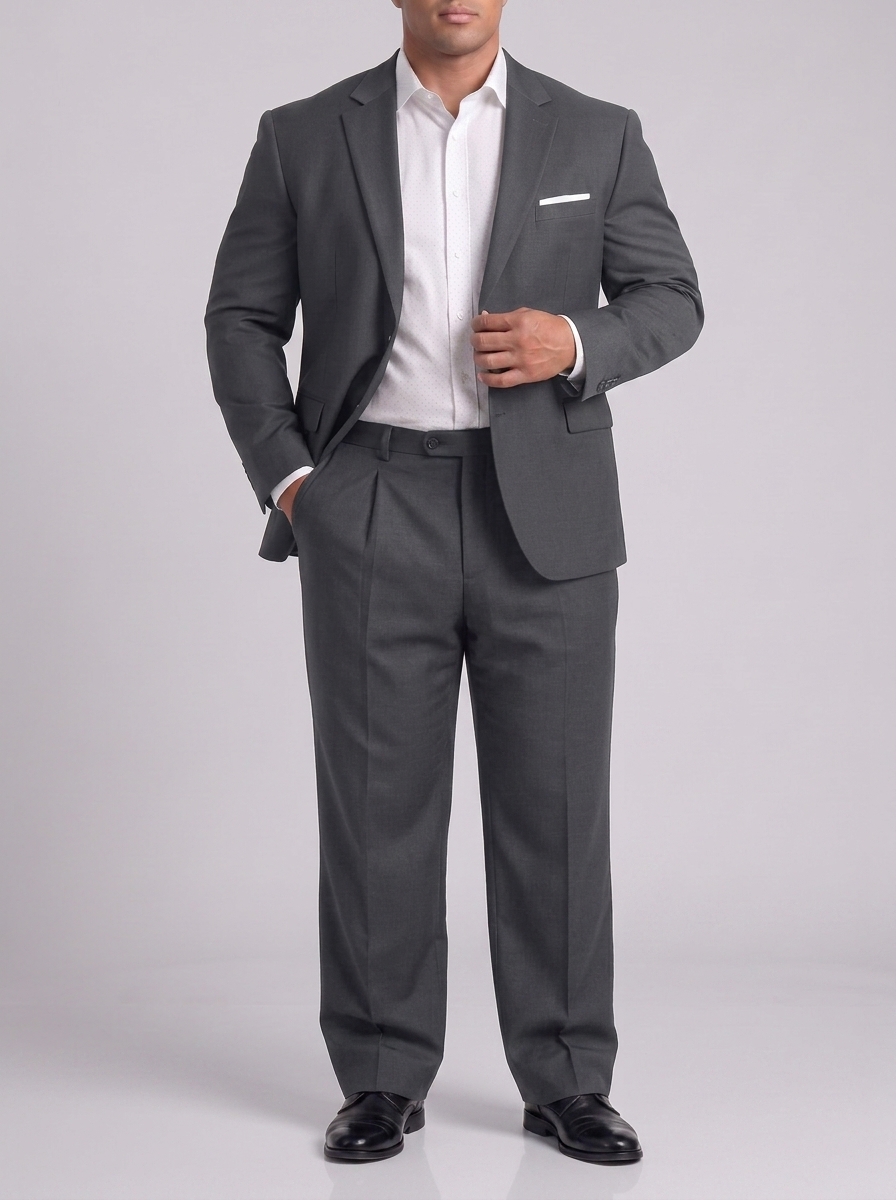 SKU - AR-BT-ST001-2R Men's Grey Big & Tall 2-Piece Suit Set 