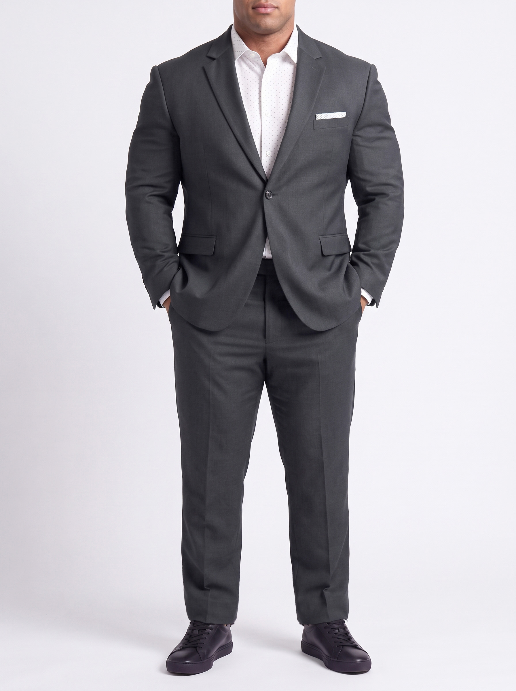 Big and Tall Men's Grey Suit Set